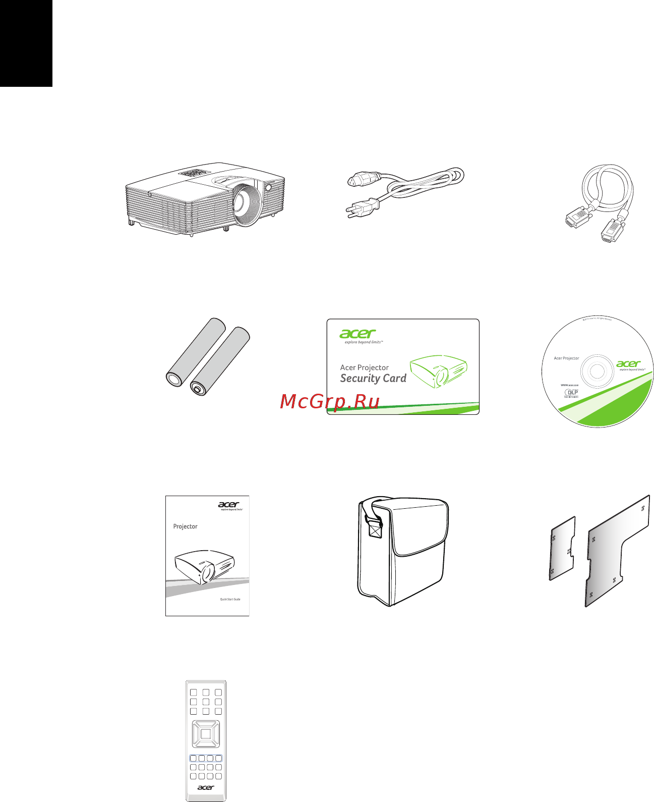 Acer x123ph [12/71] Комплектность