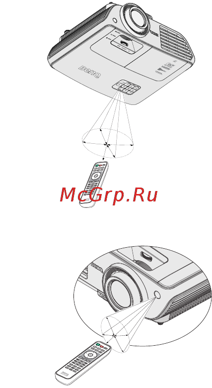 Benq W1350 Белый [15/77] Рабочий диапазон пульта ду
