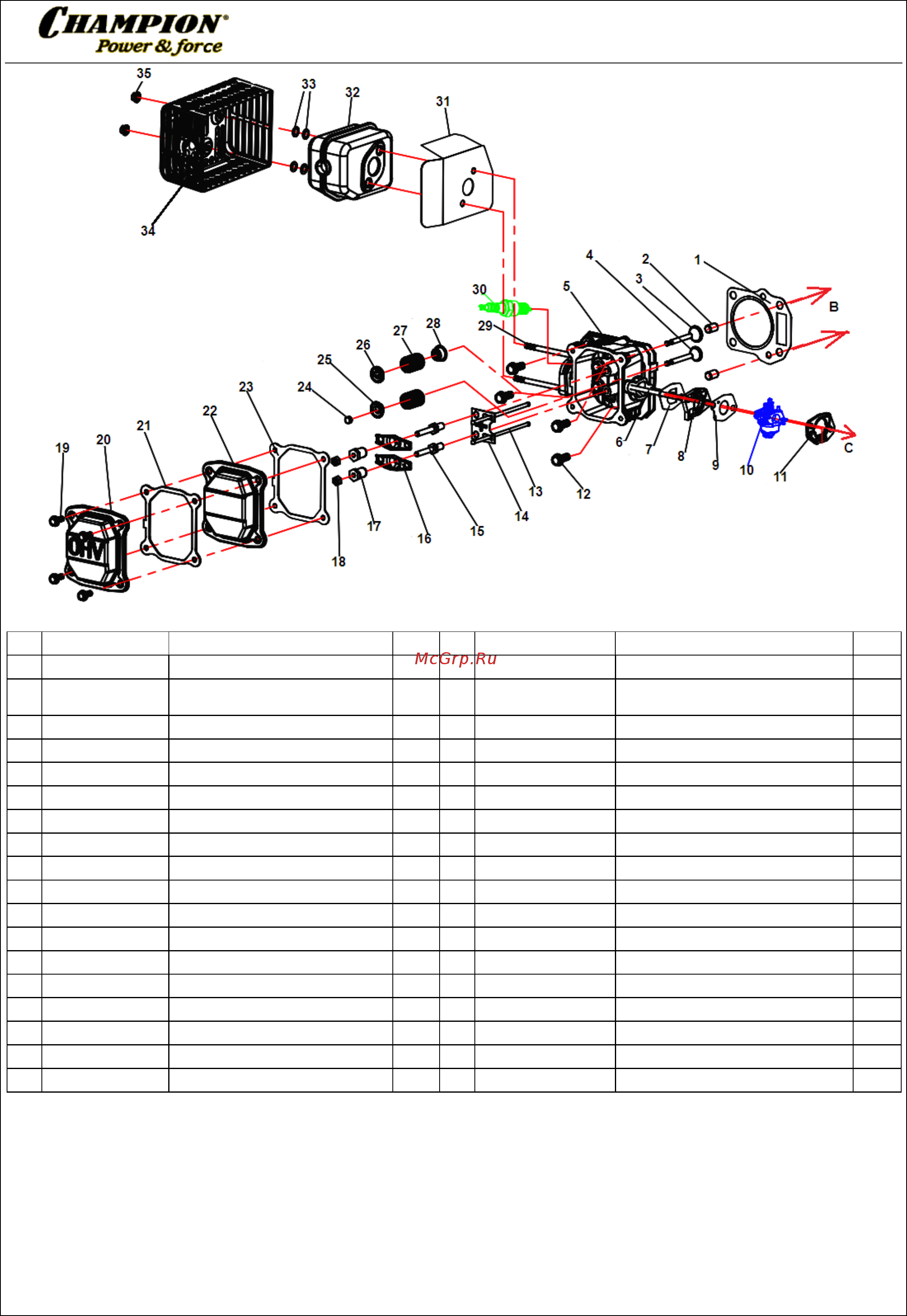 Champion LM5127 [6/7] Иллюстрированный каталог запасных часте