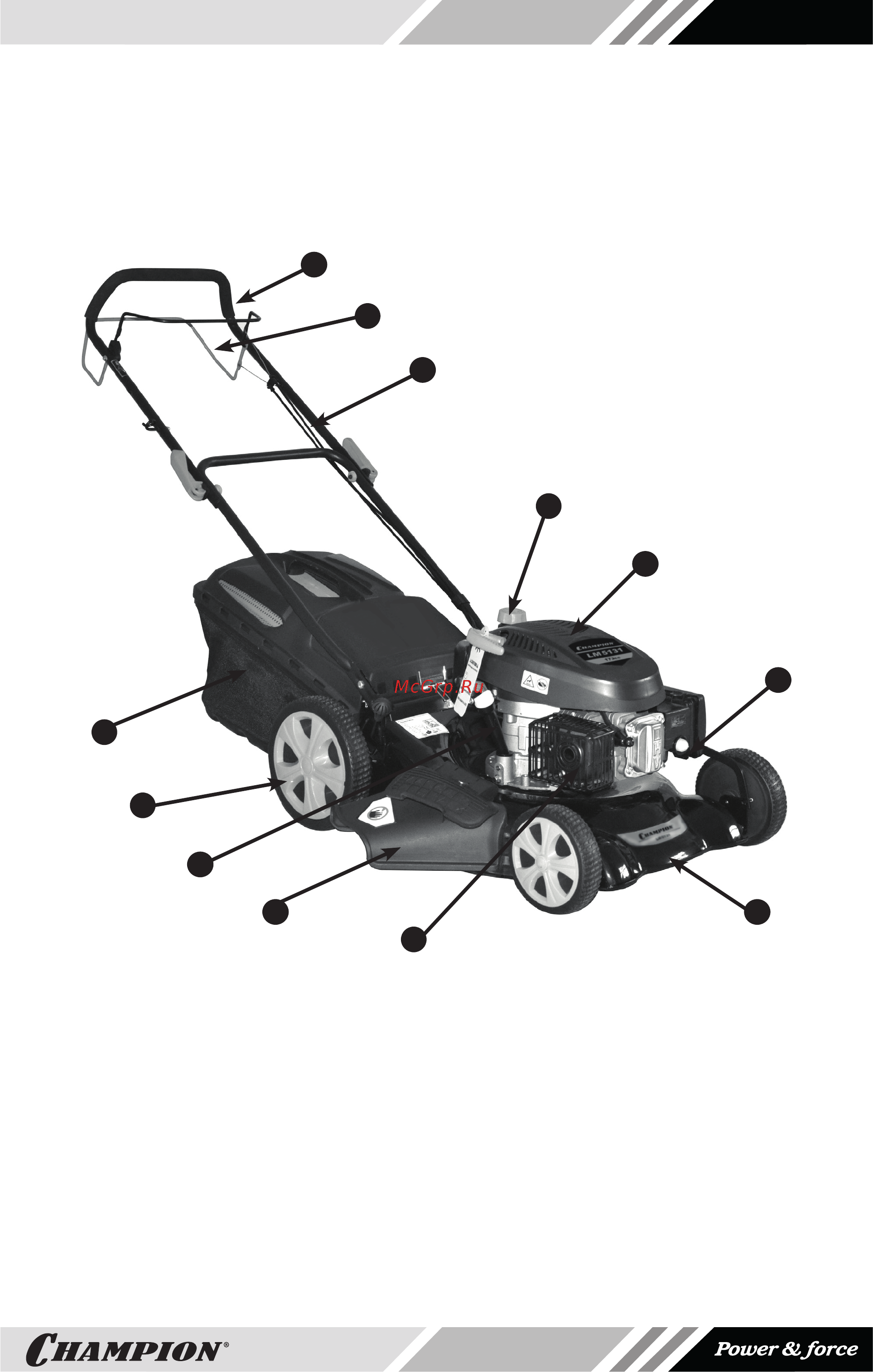 Champion LM5131 [7/16] Расположение основных узлов и органов управления