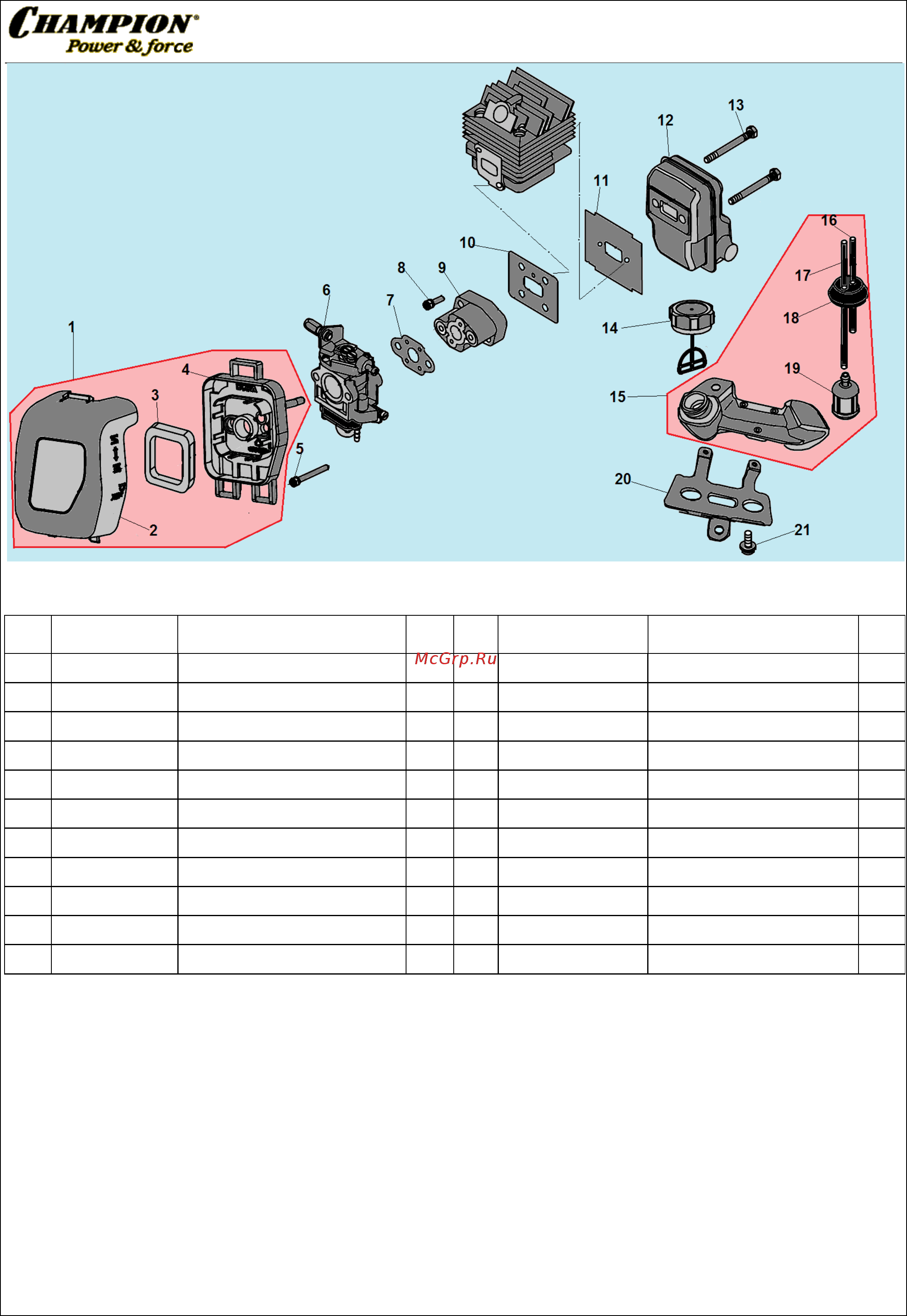 Champion T256-2 [5/7] Иллюстрированный каталог запасных часте