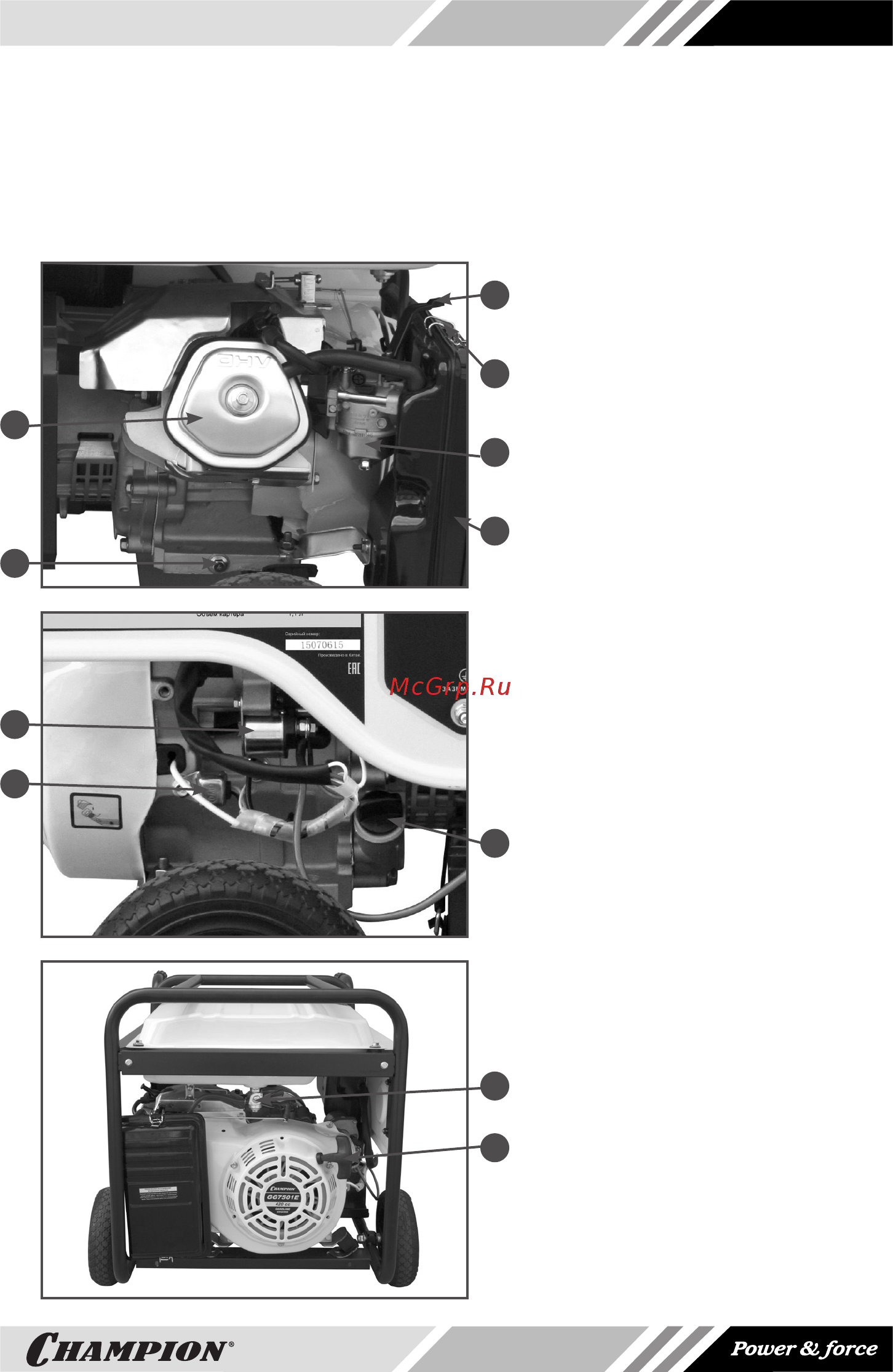 Champion GG6500 [11/28] Расположение основных узлов и органов управления генератором приведено на рис 1a 1d
