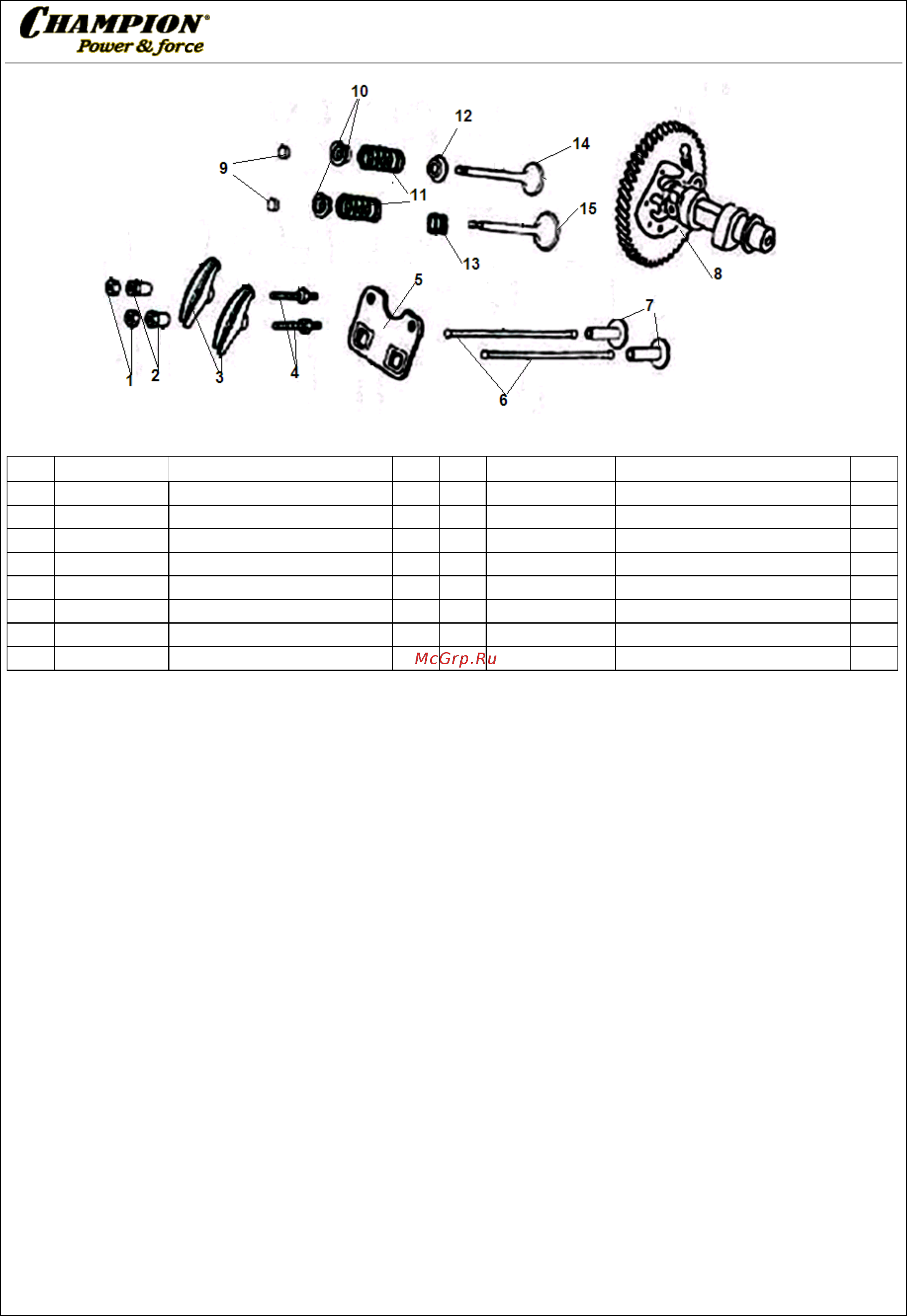 Champion GG7501E [3/10] Иллюстрированный каталог запасных часте