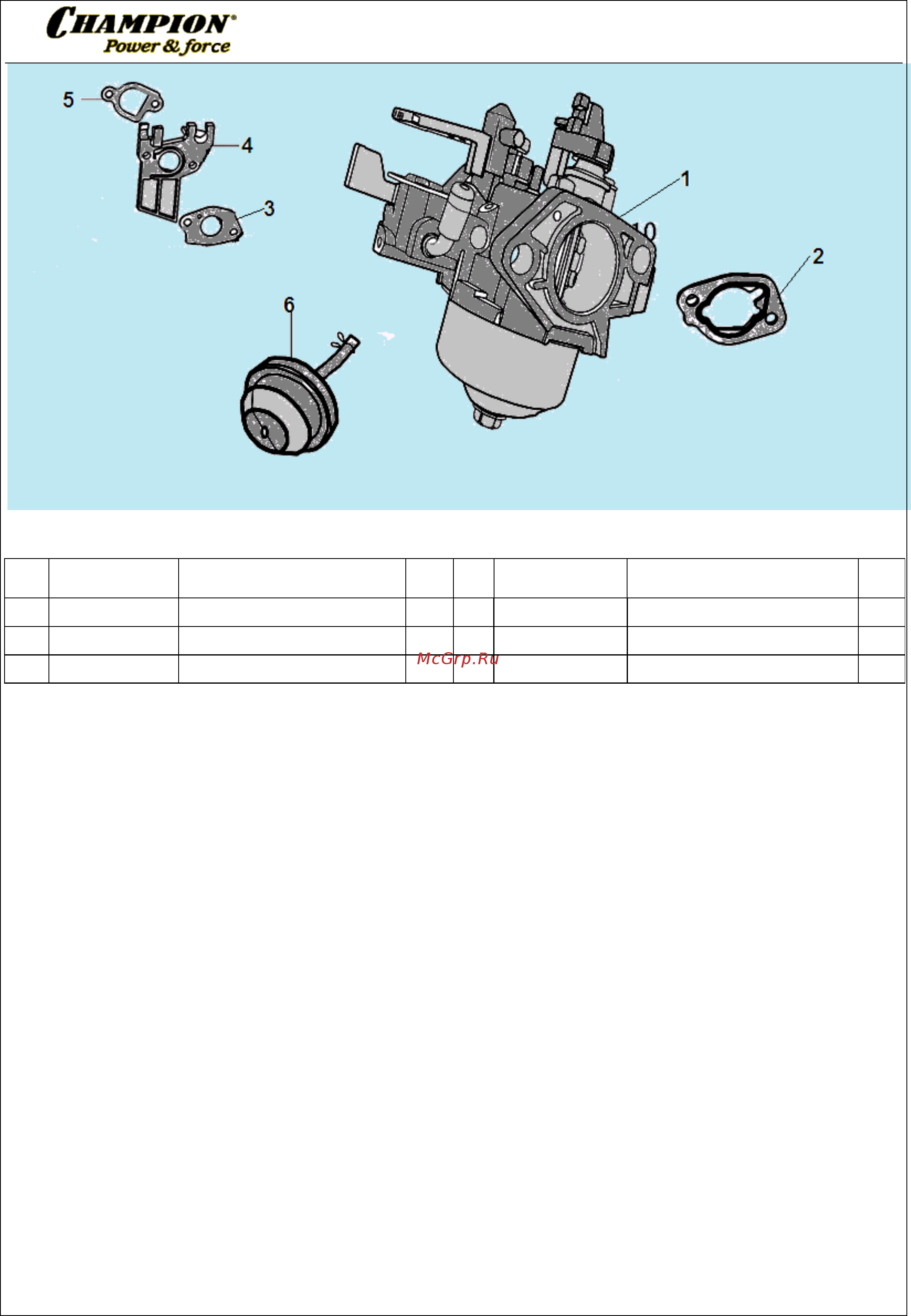 Champion GS5562 [12/17] Иллюстрированный каталог запасных часте