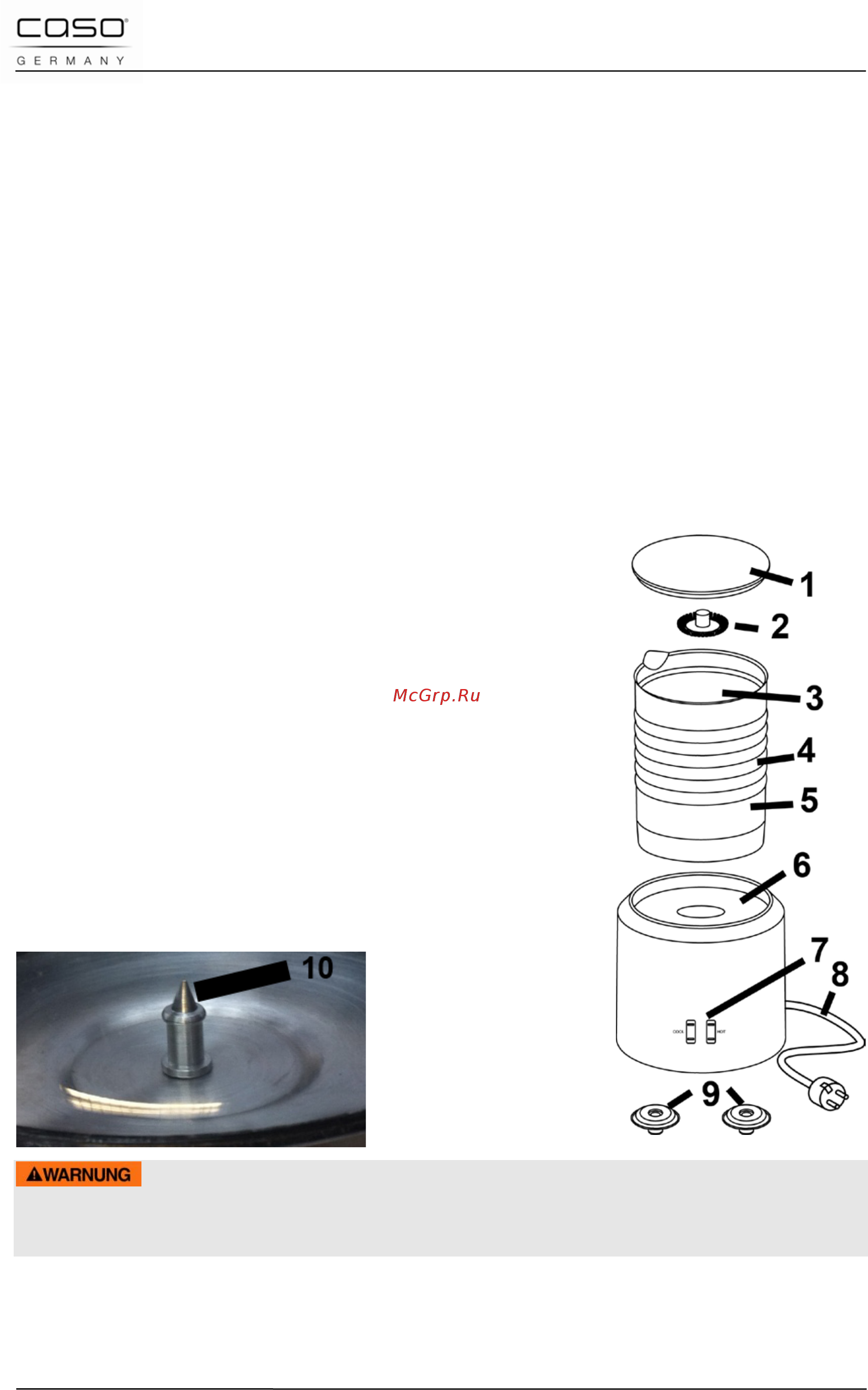 Caso crema glas white [15/80] Funktion