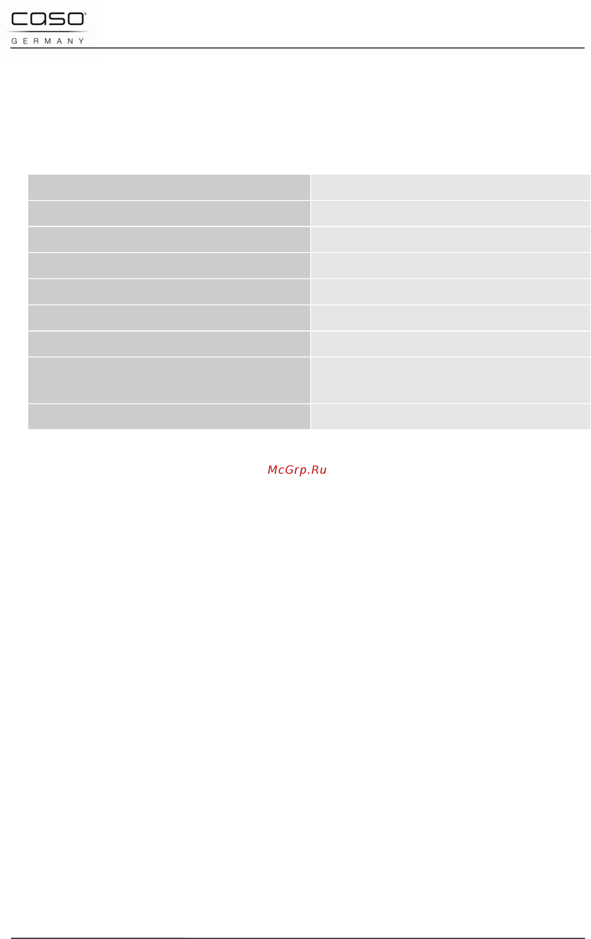 Caso crema glas white [31/80] Technical data