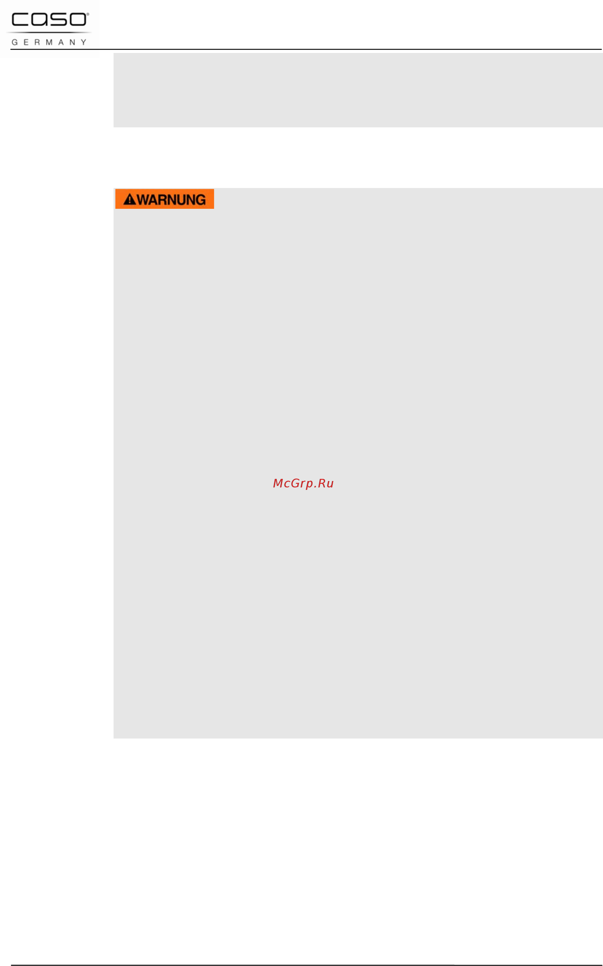Caso mg 20 menu pure white [105/184] Pericolo d incendio