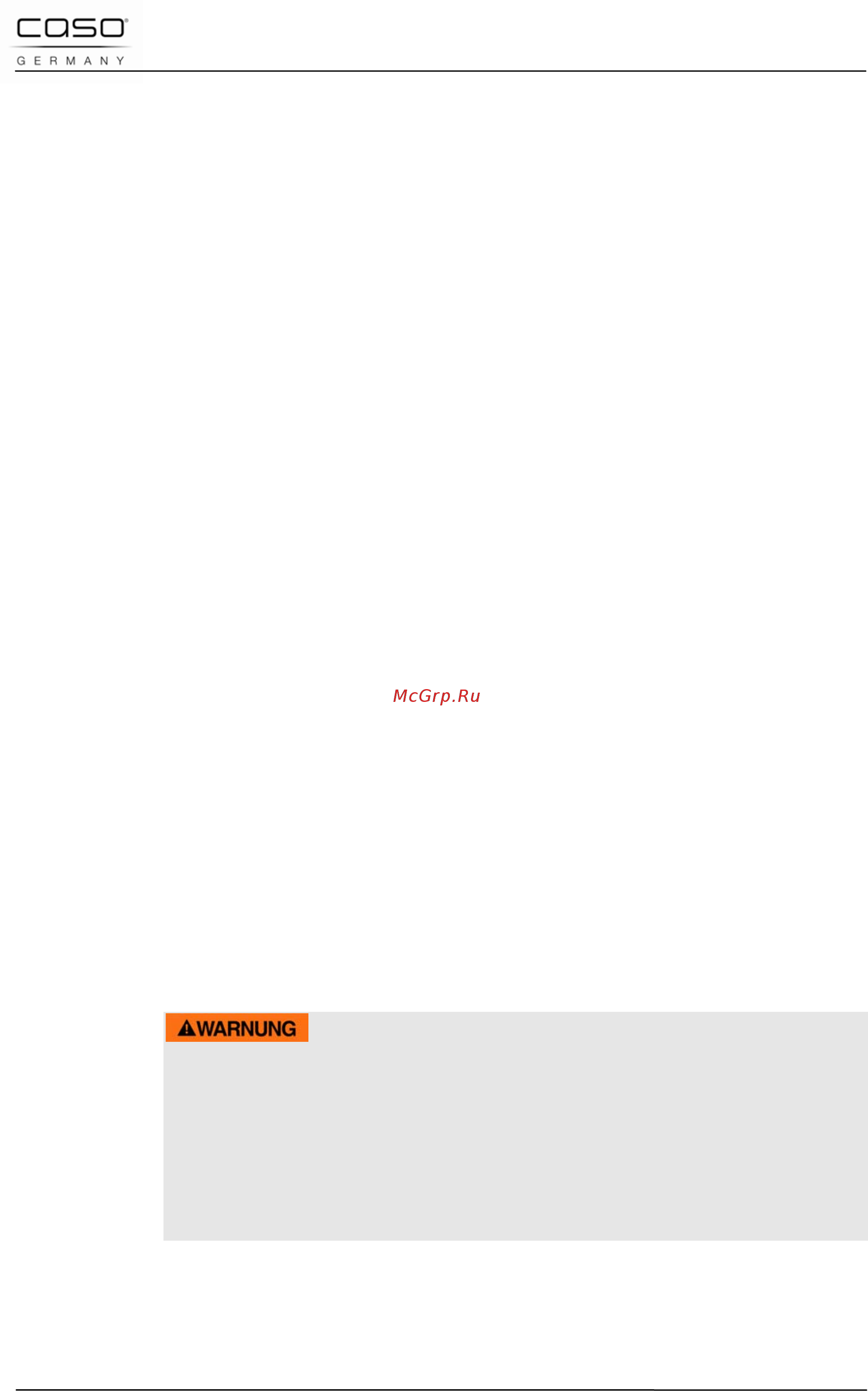 Caso mg 20 menu pure white [130/184] Advertencia