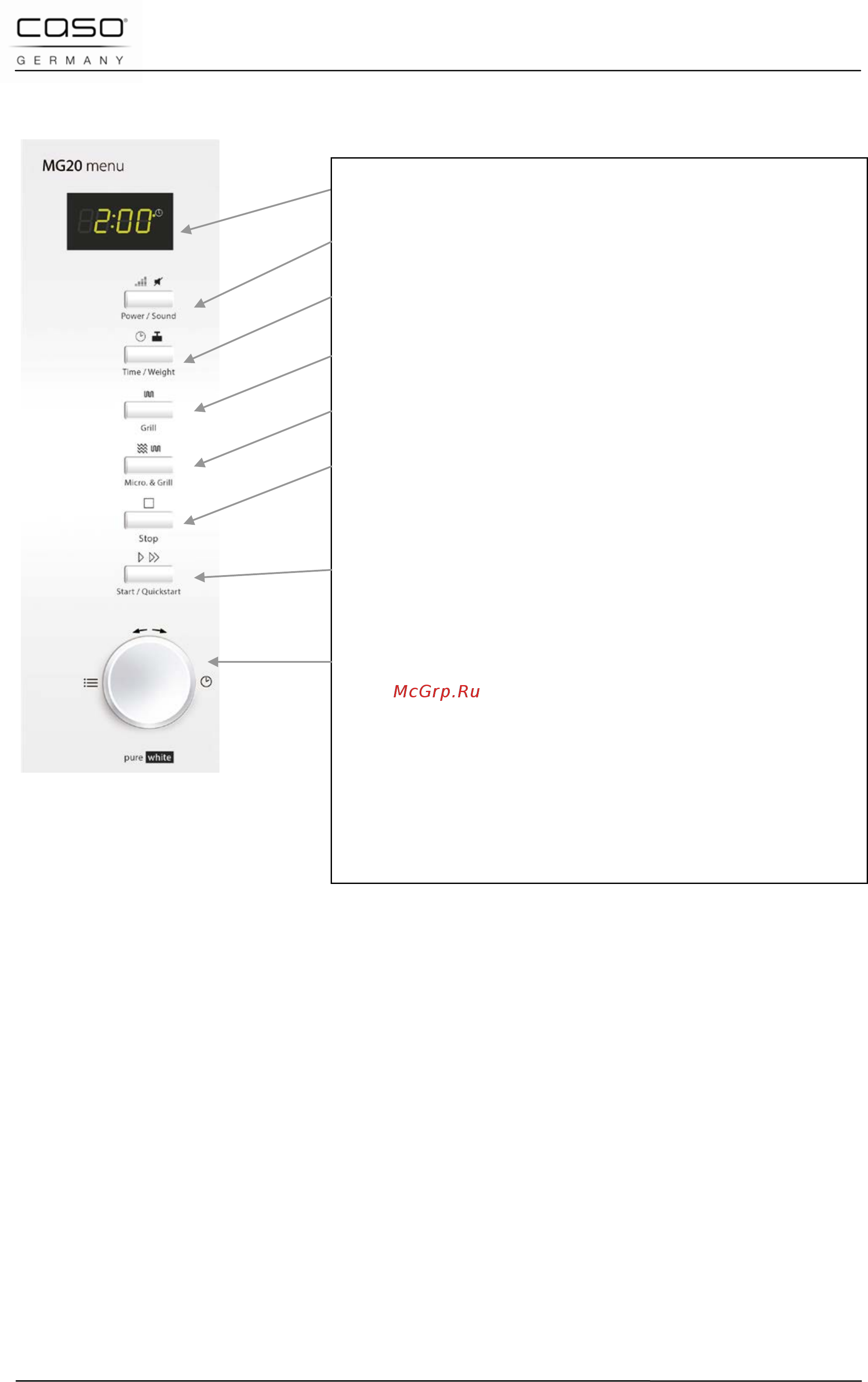 Caso mg 20 menu pure white [141/184] Mandos e indicadores