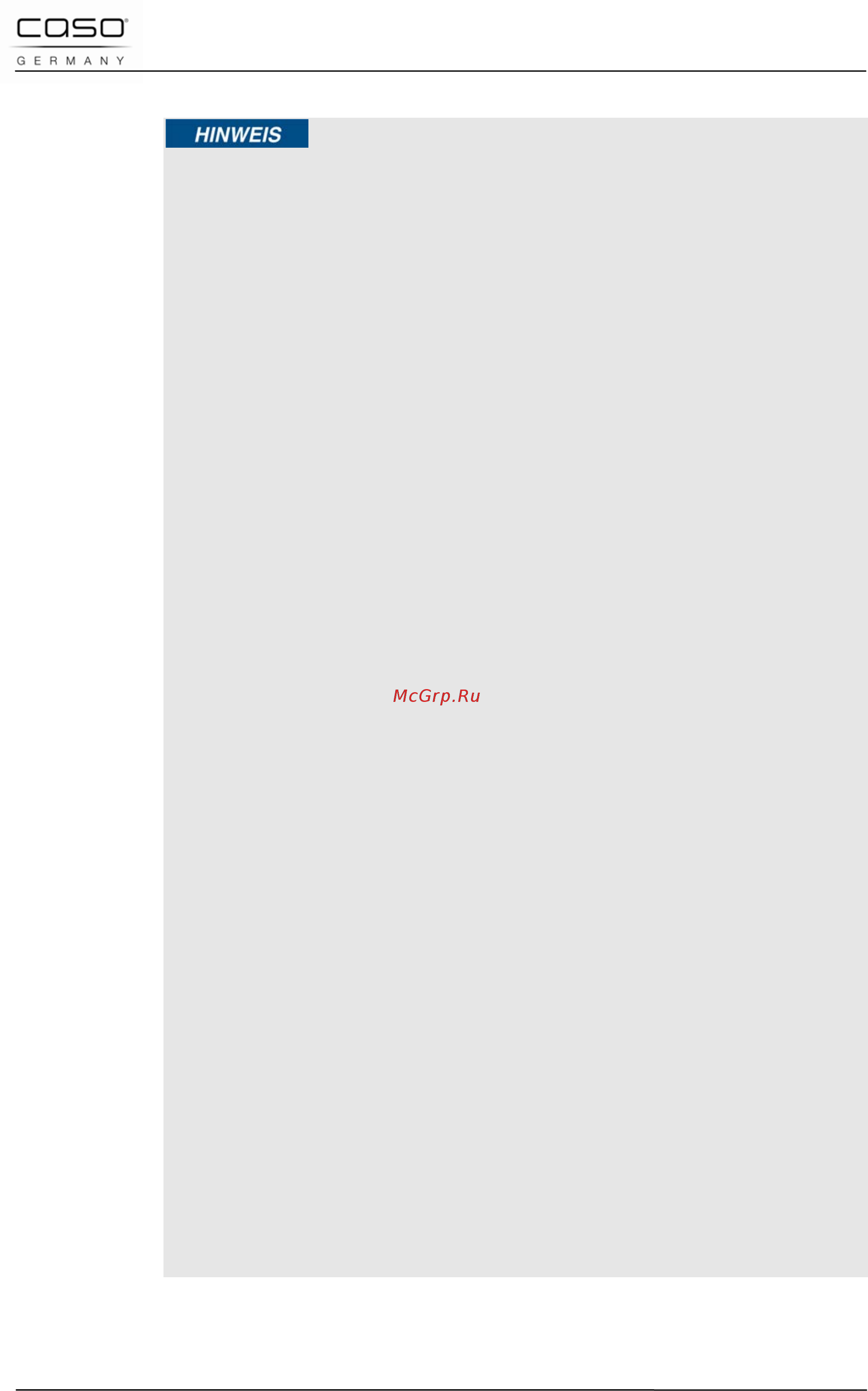 Caso mg 20 menu pure white [16/184] Allgemeine sicherheitshinweise