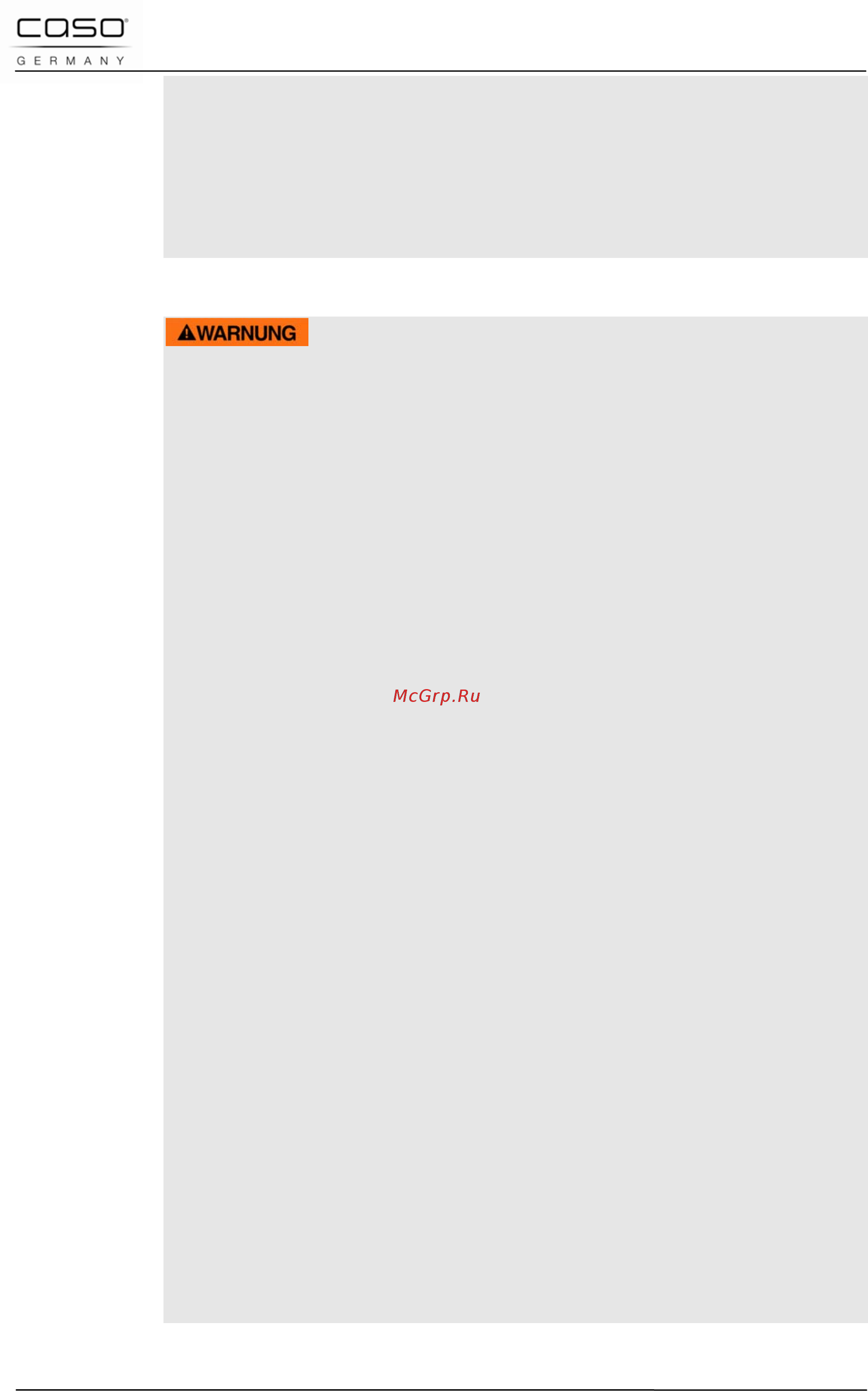Caso mg 20 menu pure white [162/184] Verbrandingsgevaar