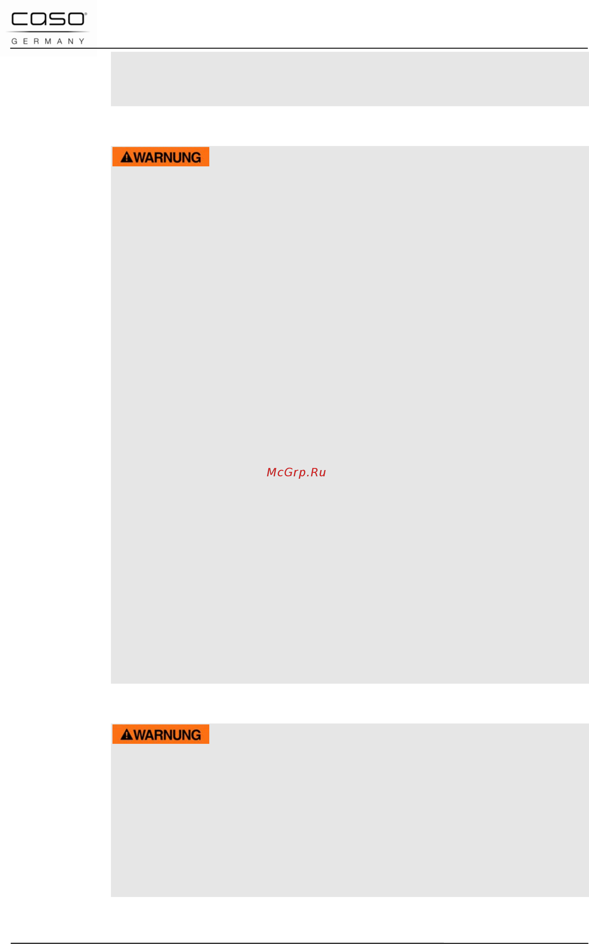Caso mg 20 menu pure white [19/184] Brandgefahr