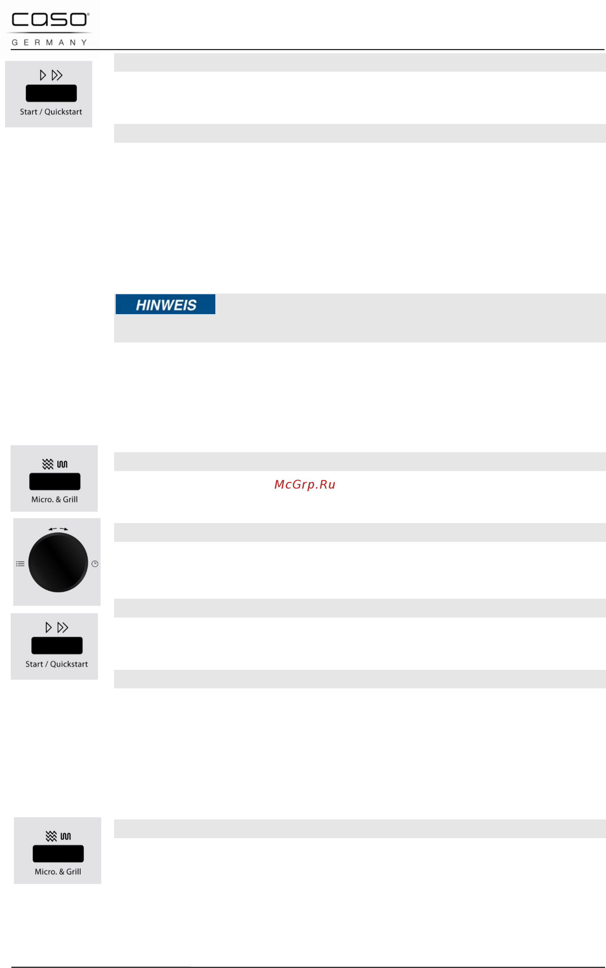 Caso mcg 25 chef [201/211] Gebruik magnetron en grill