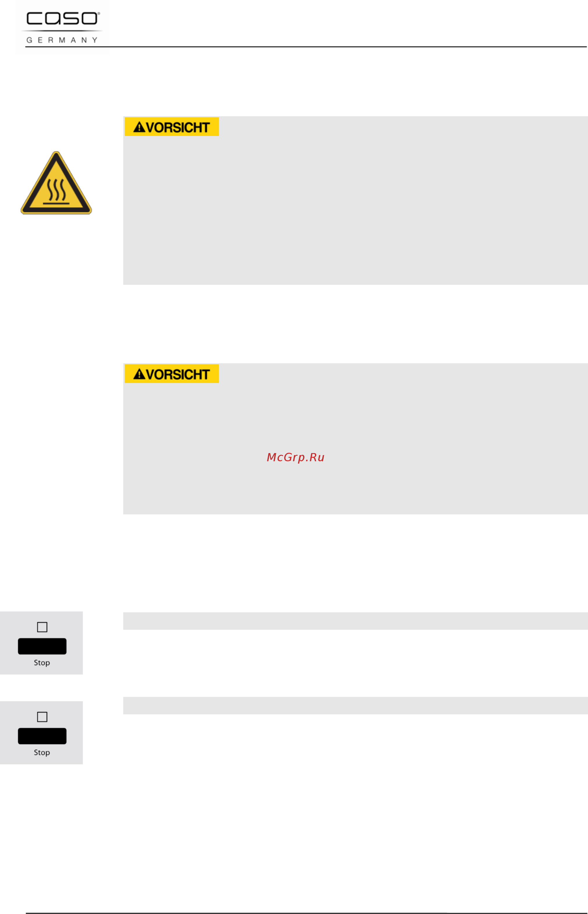 Caso mcdg 25 master black [28/202] Sicherheitseinrichtungen
