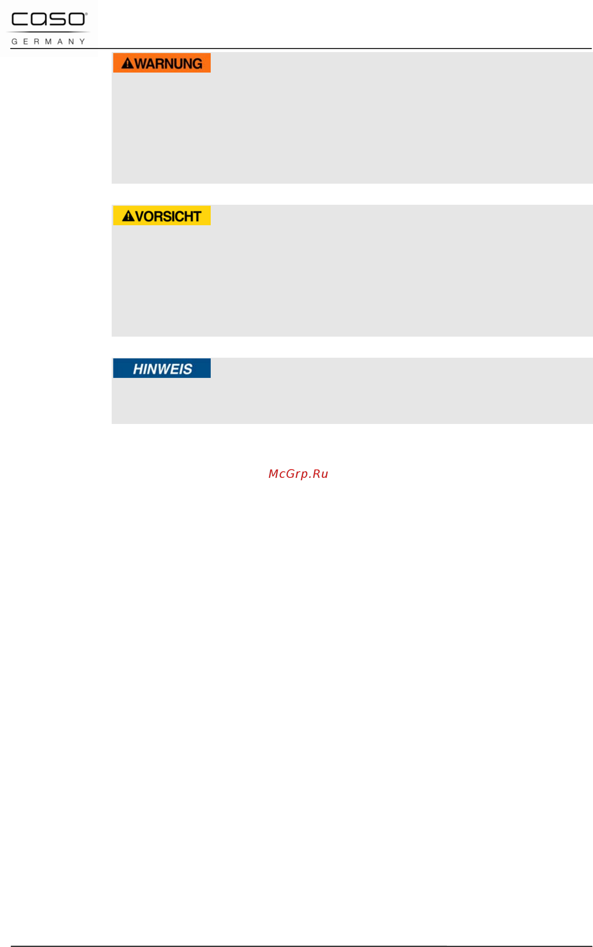 Caso mcdg 25 master black [78/202] Avertissement