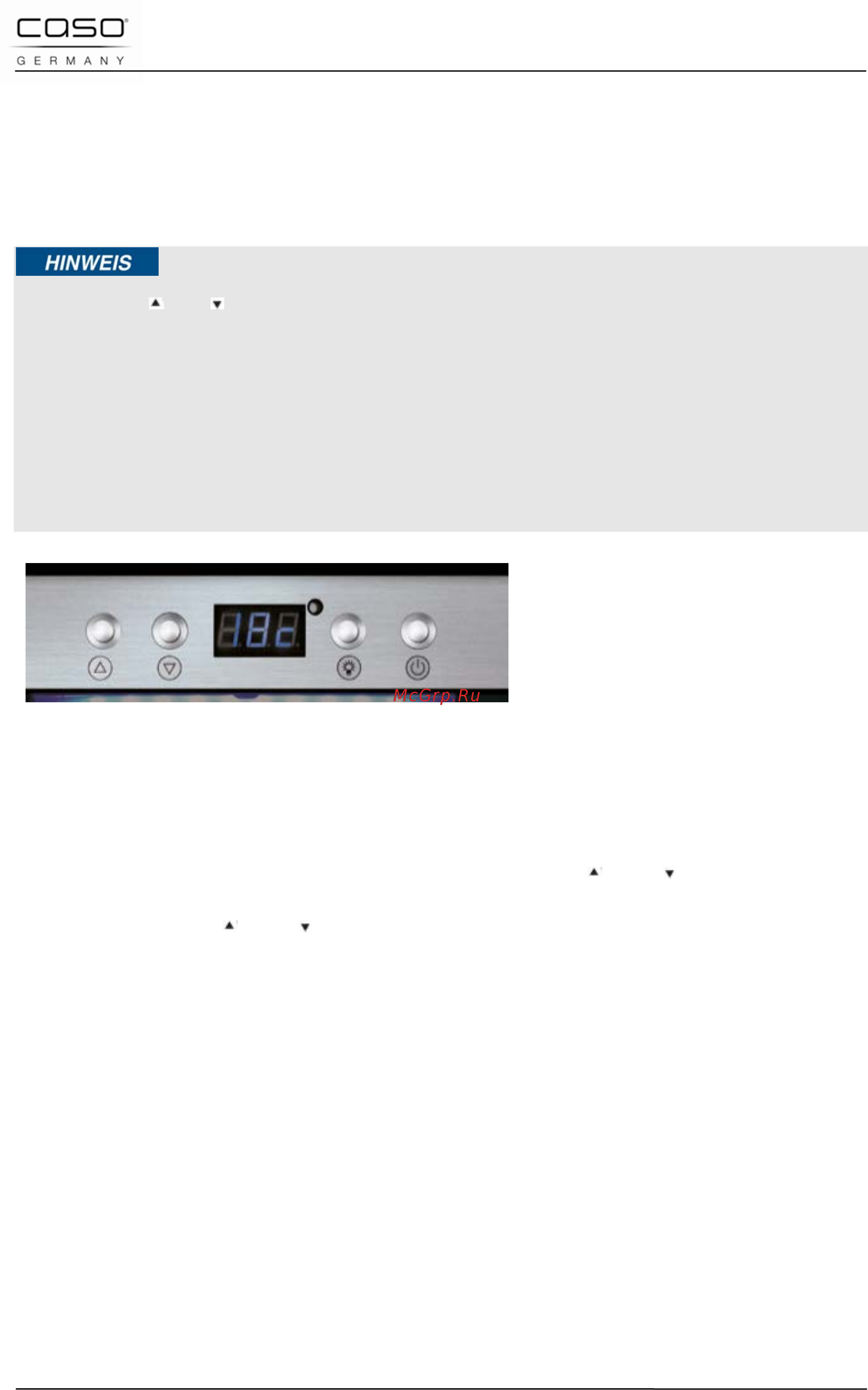 Caso winemaster 38 [18/90] Bedienelemente und anzeige