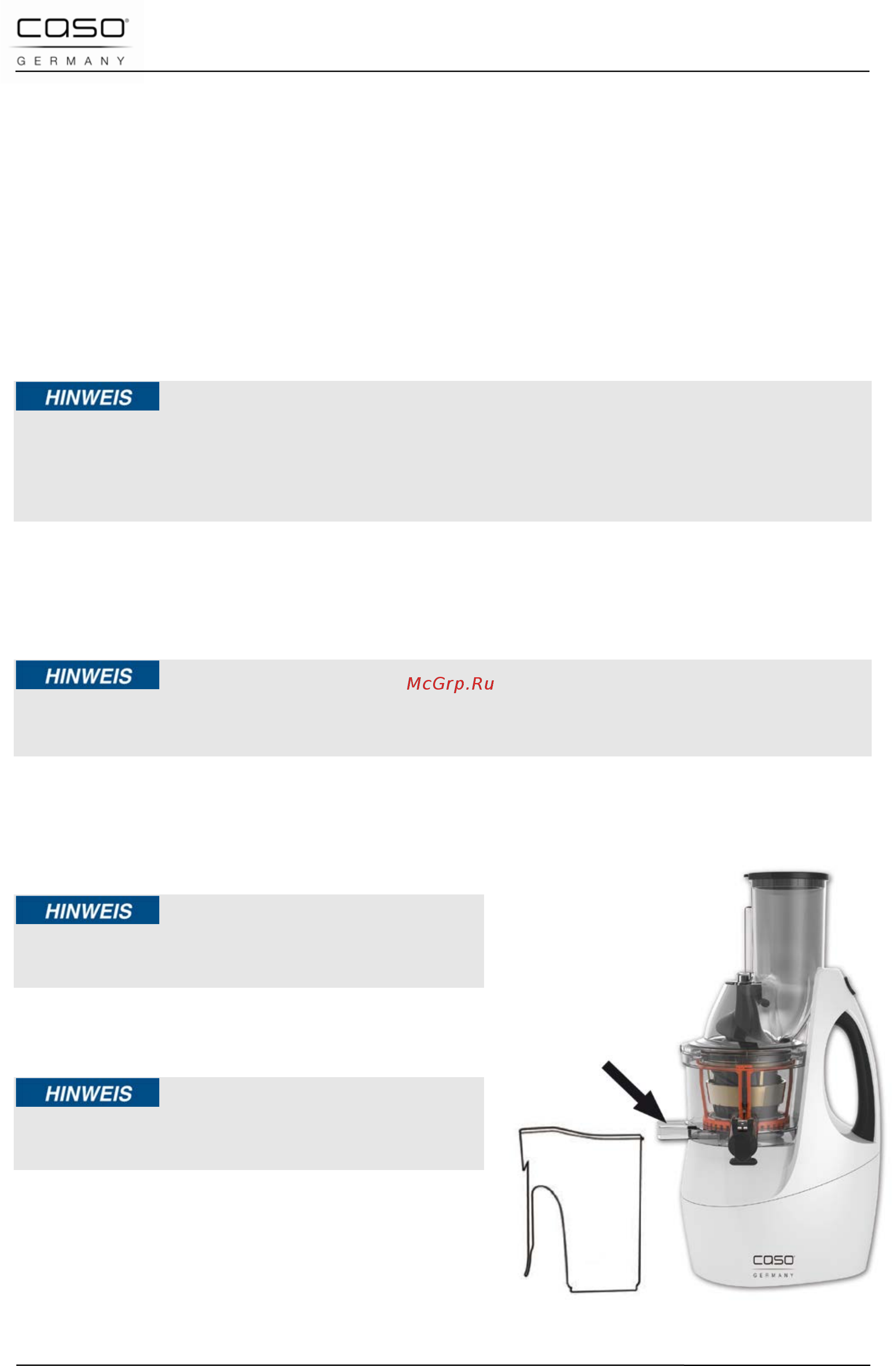 Caso sjw 400 [114/119] Tips voor slowjuicen