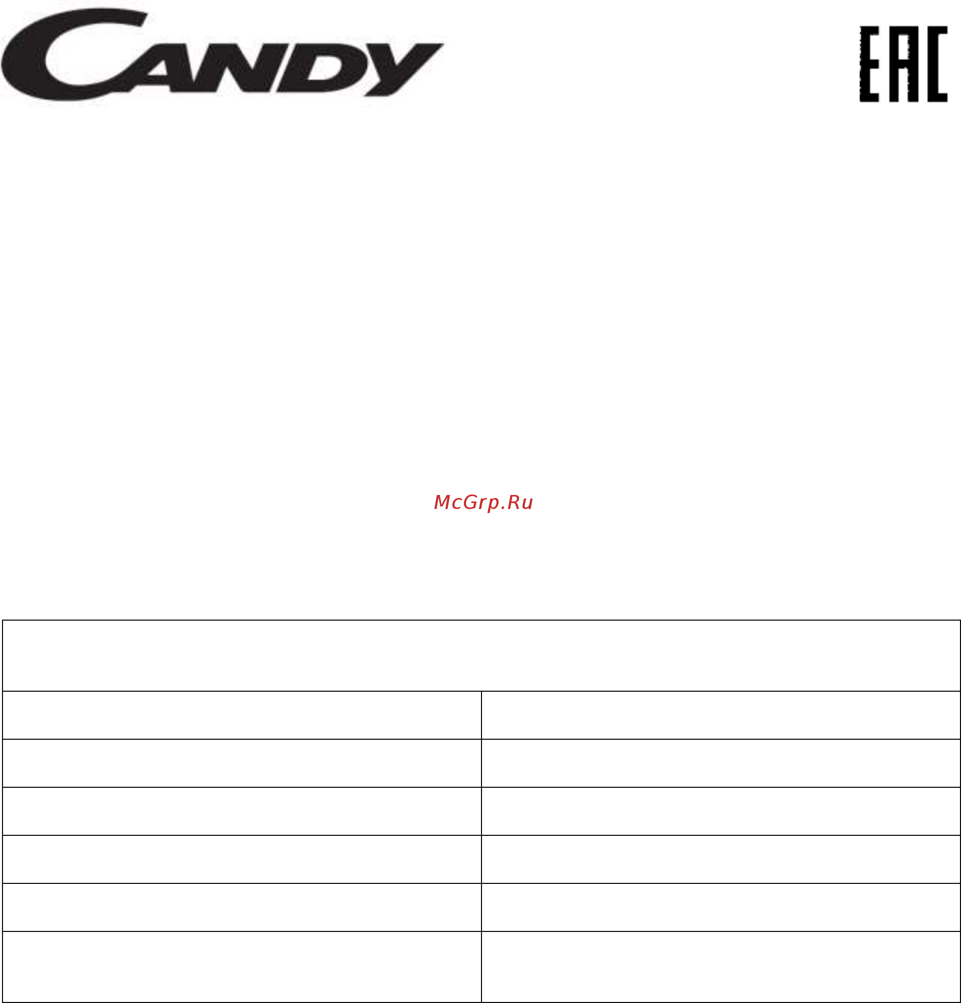 Candy ctu 540xh Инструкция по эксплуатации онлайн