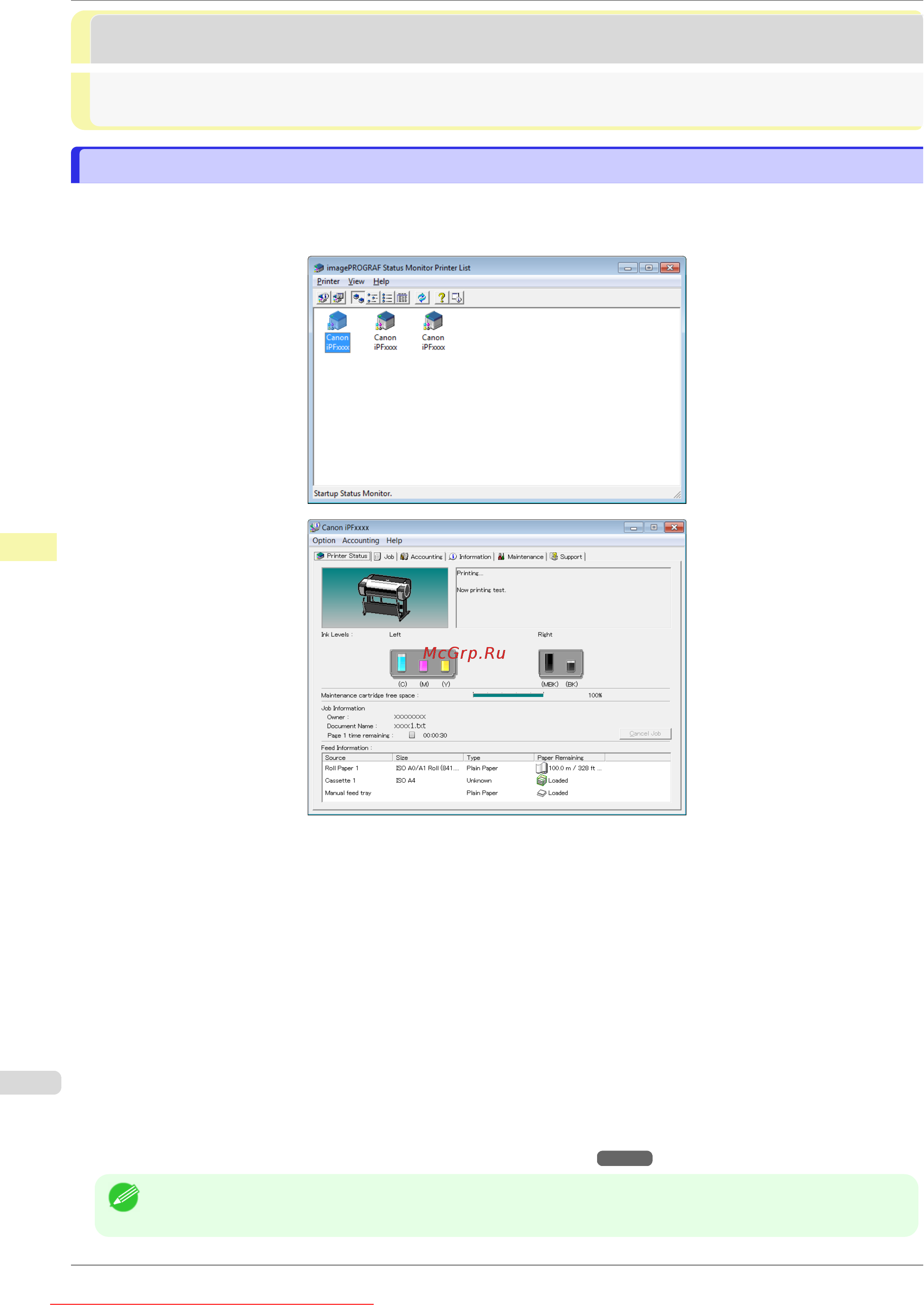 Canon imageprograf ipf770 [462/594] Status monitor windows