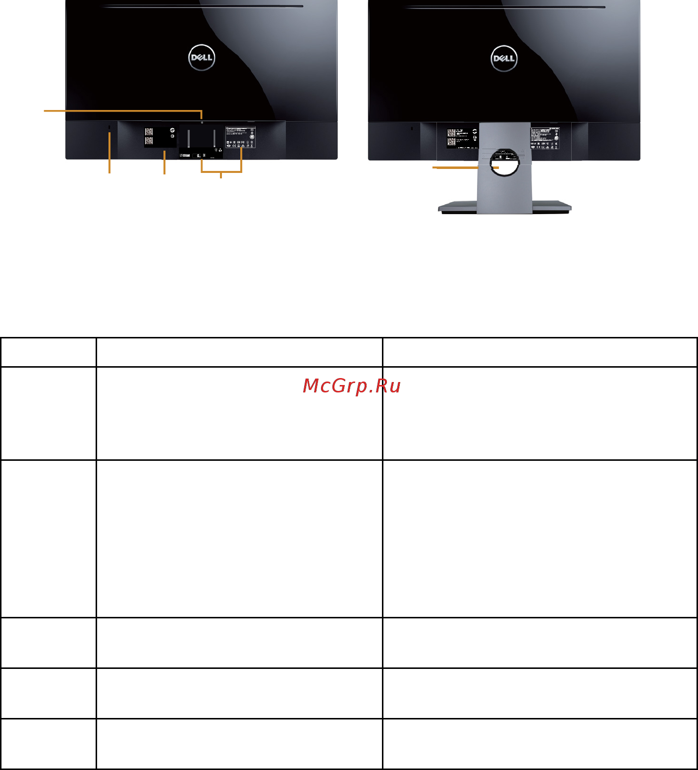 Dell se2717h [8/44] Вид сзади