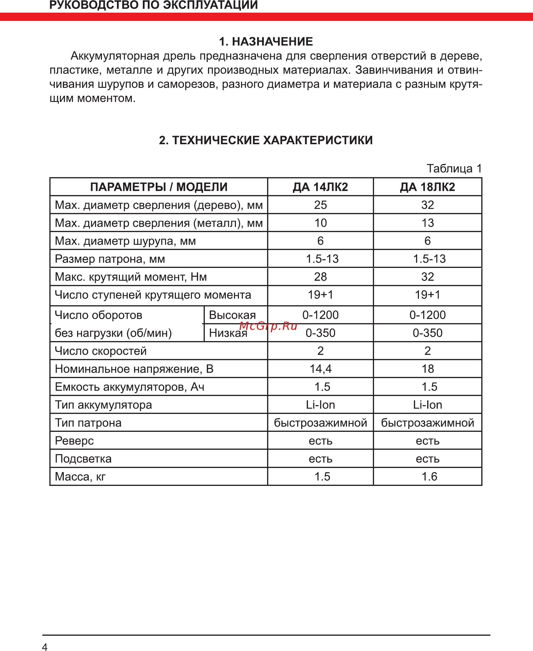 Elitech ДА 14ЛК2 (1.5Ач) Инструкция по эксплуатации онлайн [4/16] 269130