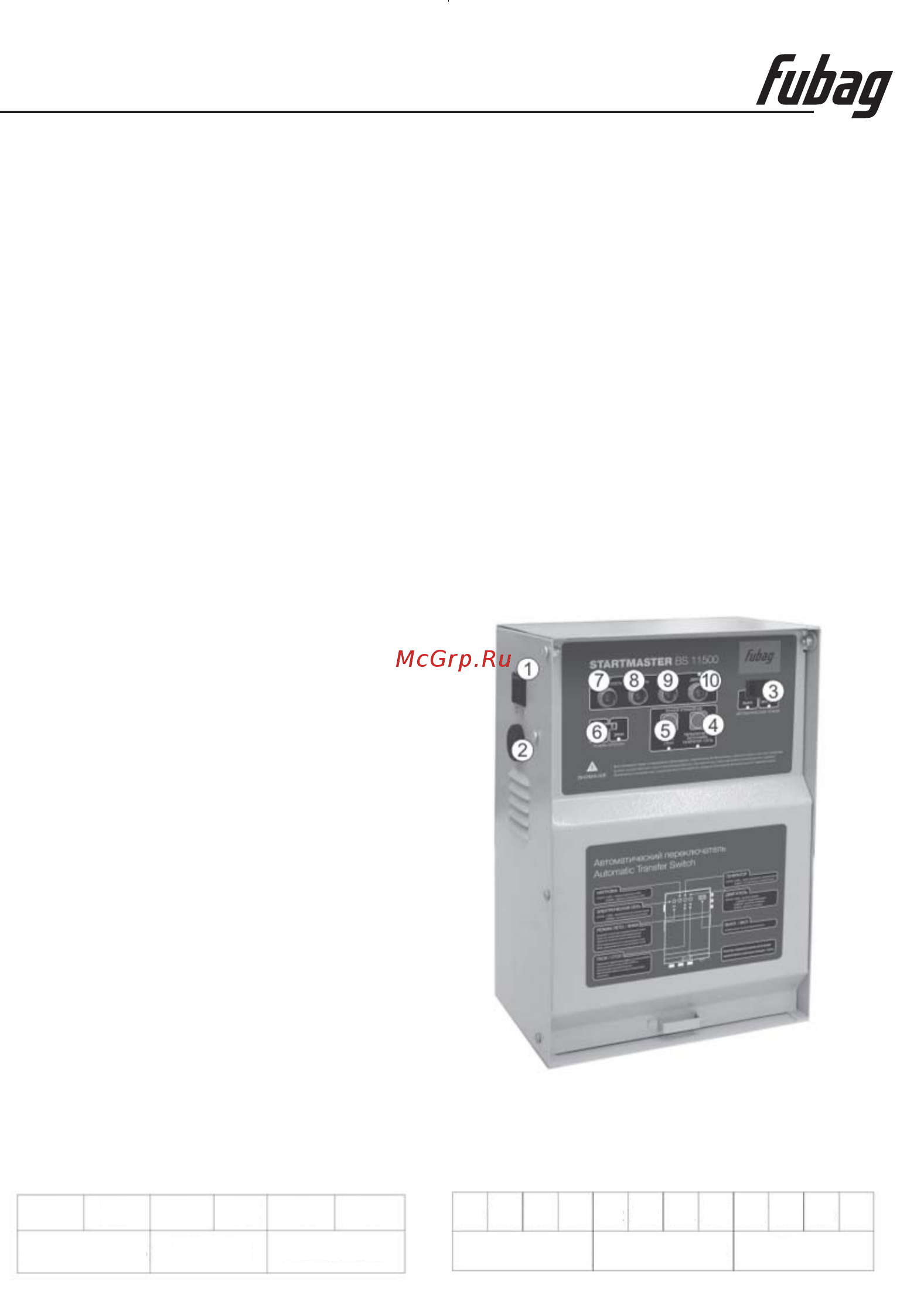 Fubag Startmaster bs 11500 [3/9] Description of the automatic transfer switch