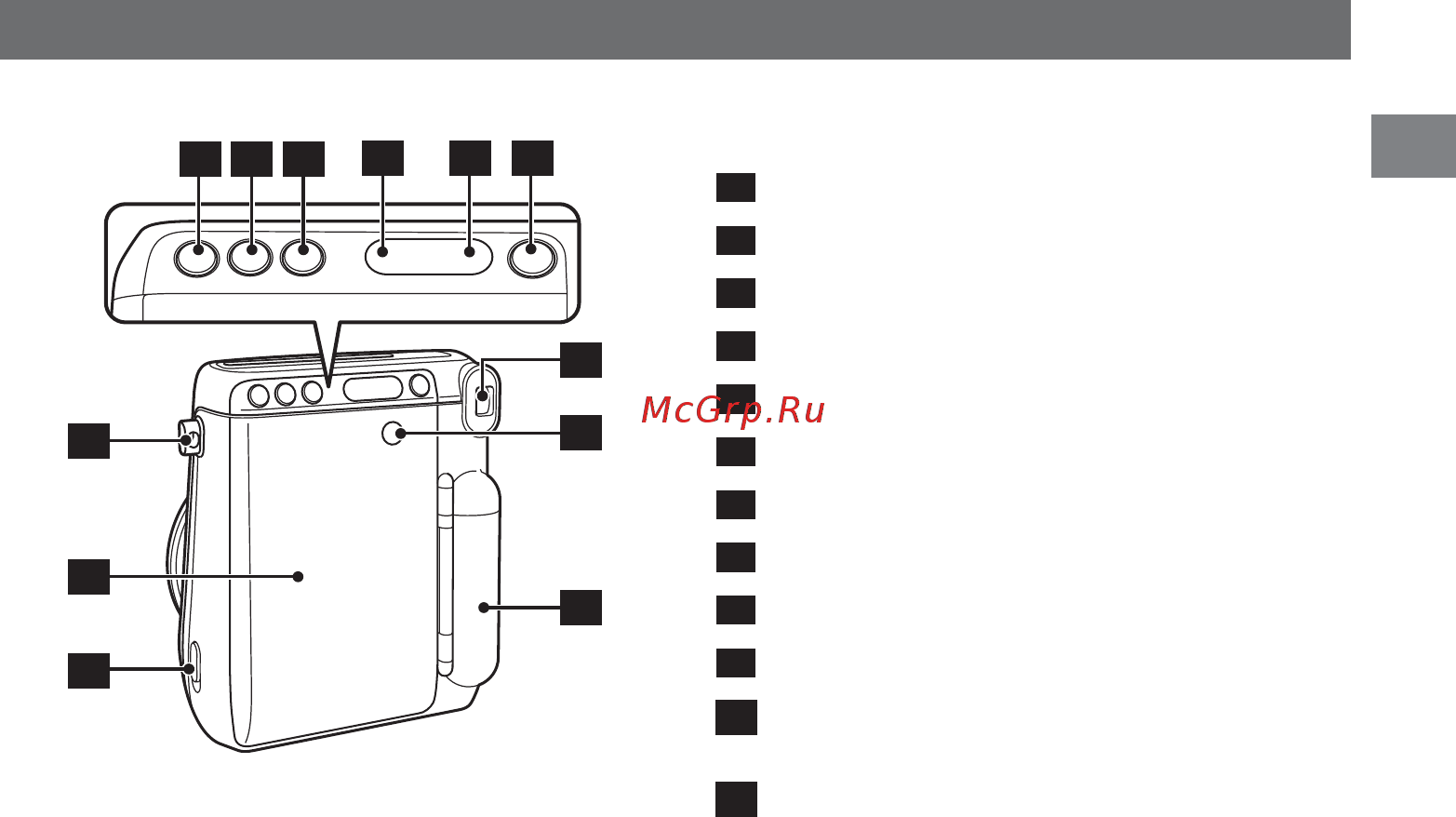 Fujifilm INSTAX MINI 70 Black [5/28] Наименования деталей продолжение