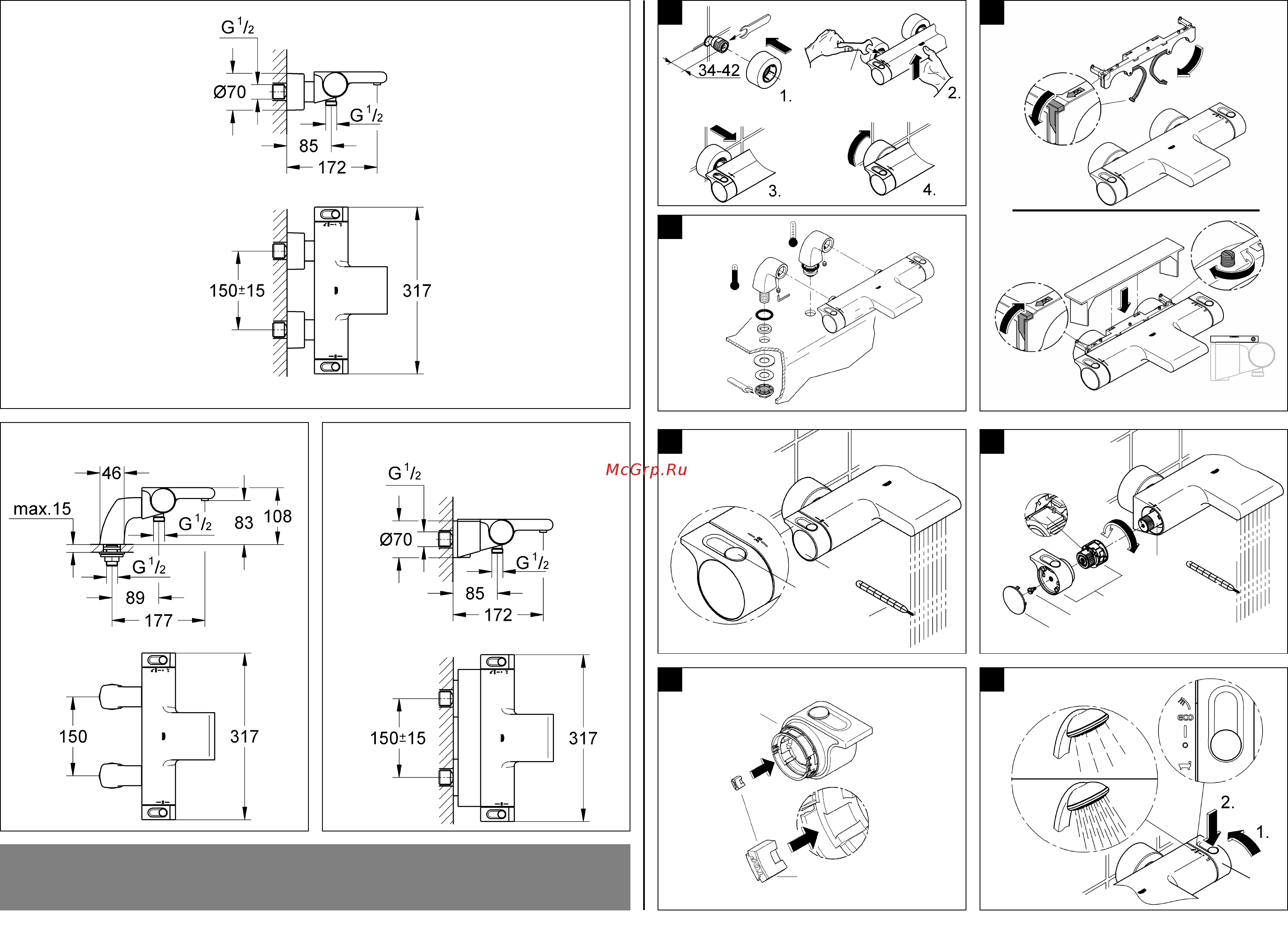Grohe 34464001 grohtherm 2000 Инструкция по эксплуатации онлайн [2/36] 181775