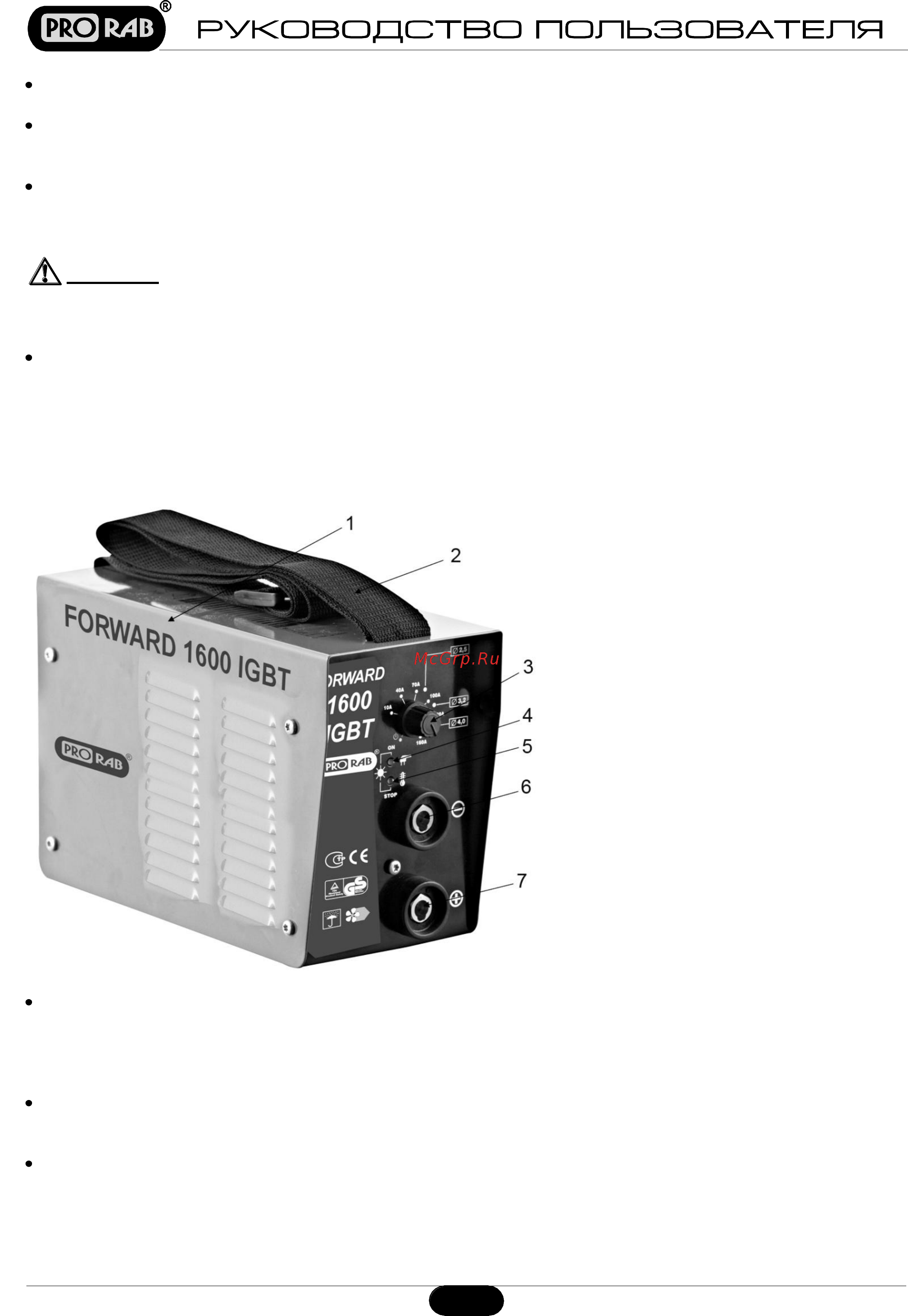Prorab FORWARD 1600 IGBT [7/13] Устройство и составные части