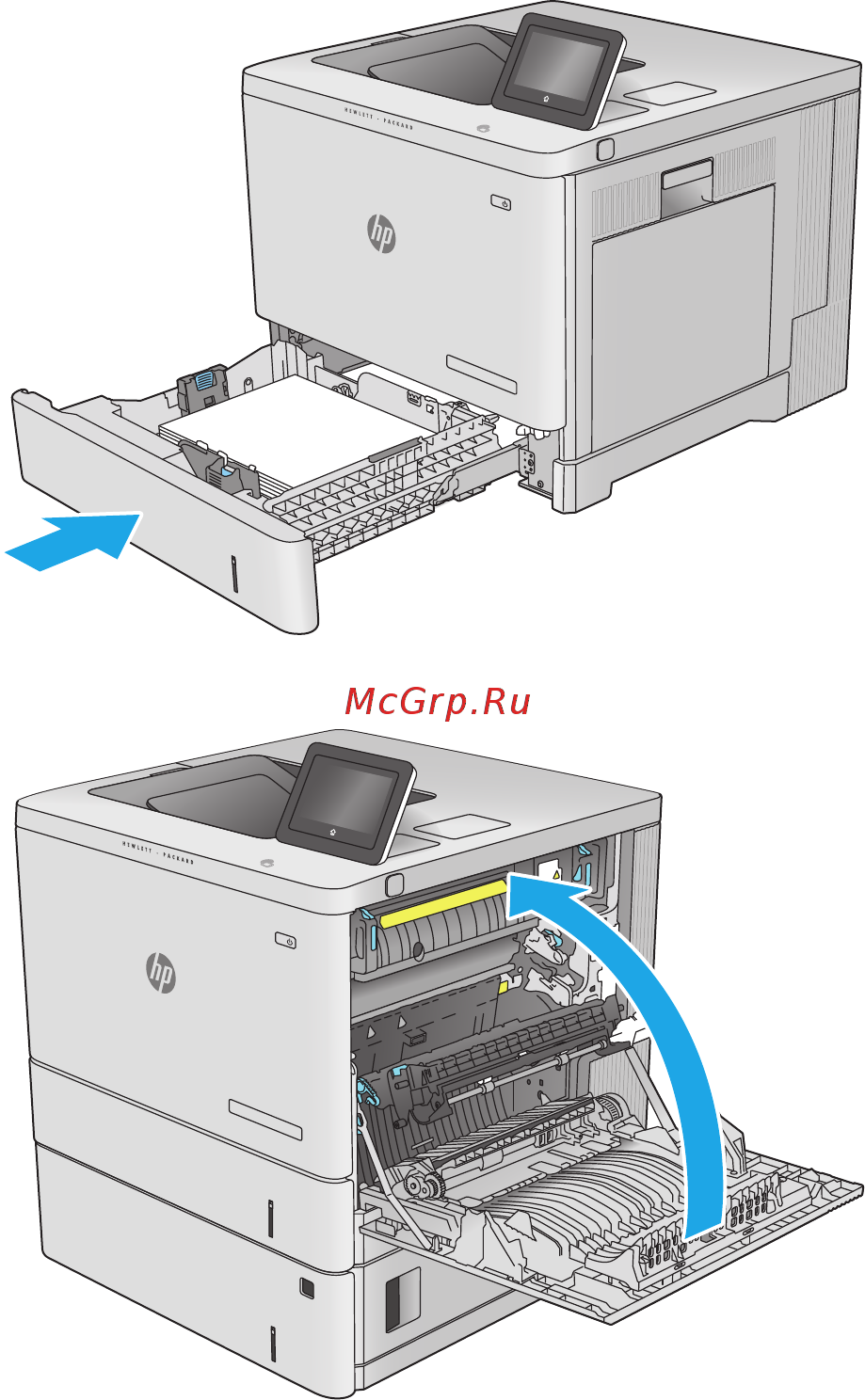 HP color laserjet enterprise 500 m552dn [102/124] Устранение замятий бумаги в дополнительных лотках на 550 листов
