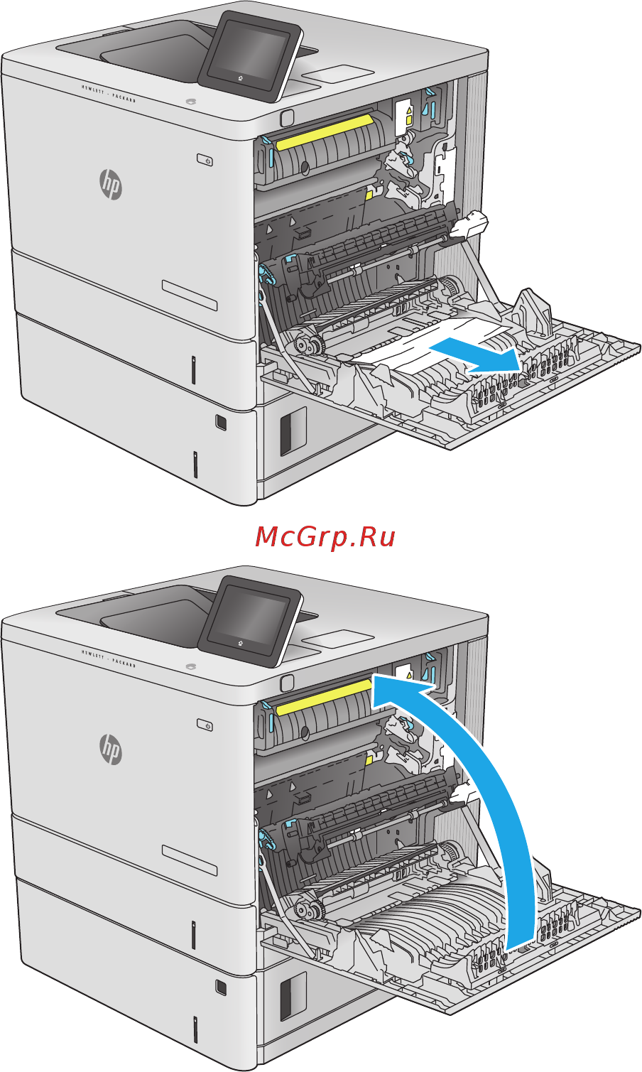 HP color laserjet enterprise 500 m552dn [110/124] Устранение замятий в выходном лотке