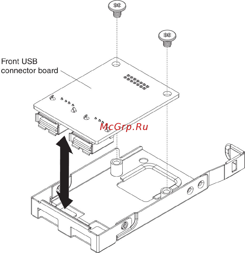 IBM system x3530 m4 (7160k2g, 90y8826 х4, 49y3760, 00d4413) [353/402] Replacing the front usb connector board