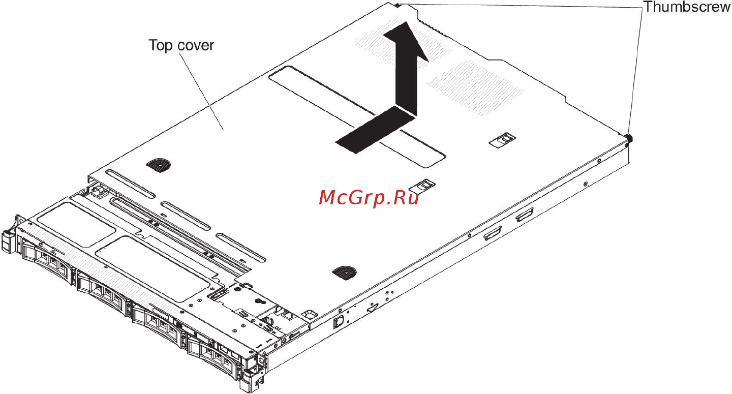 IBM system x3530 m4 (7160k2g, 90y8826 х4, 49y3760, 00d4413) [49/402] Removing the server top cover