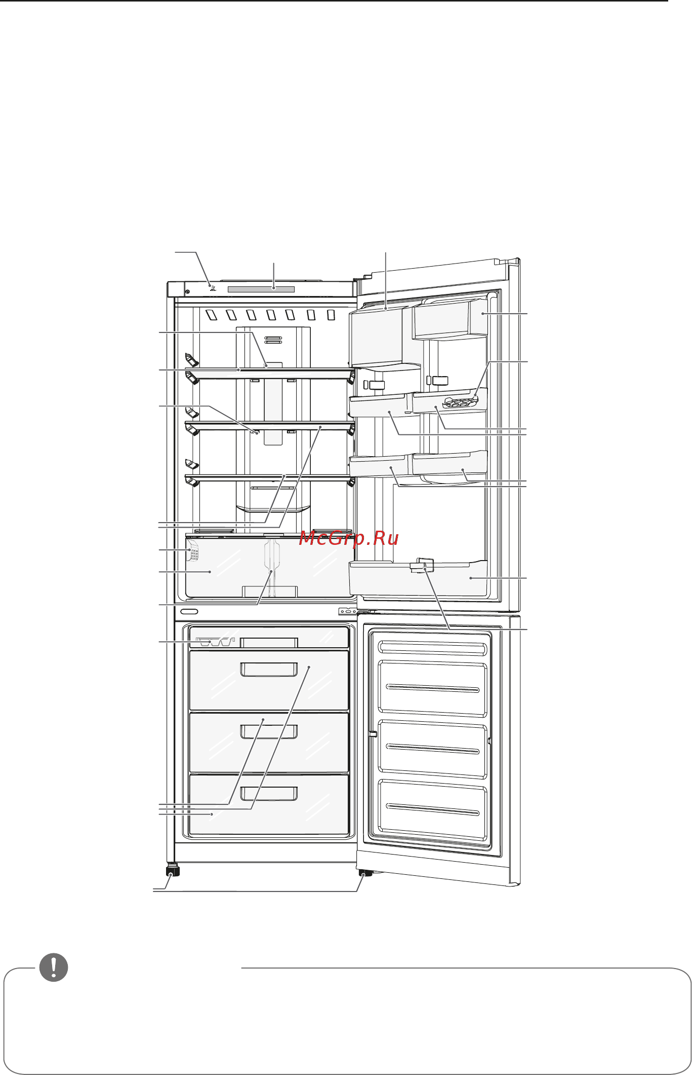 LG GA-B409SAQL серебристый [9/24] Основные части холодильника