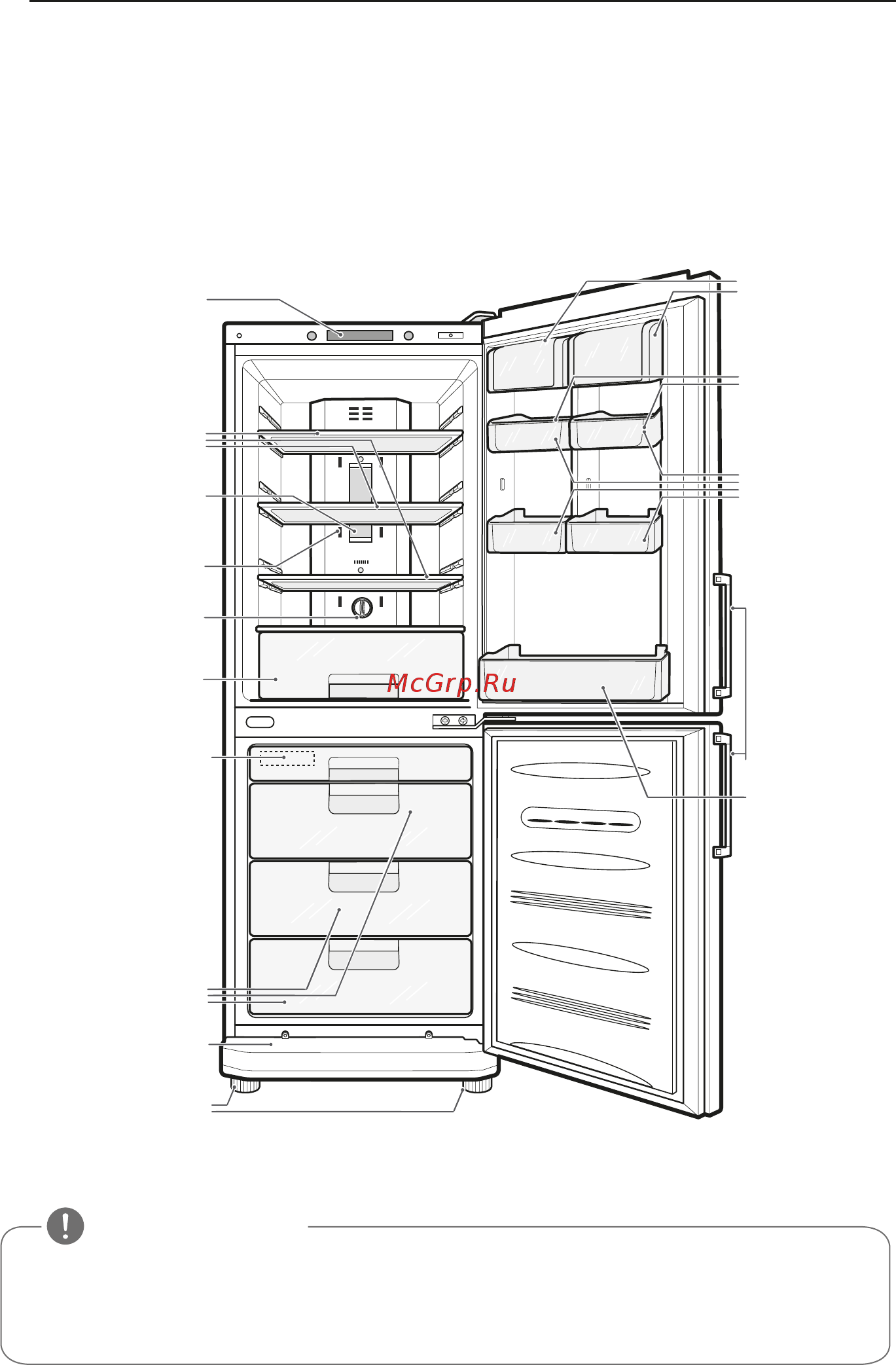 LG ga-b409uqda [10/28] Основные части холодильника