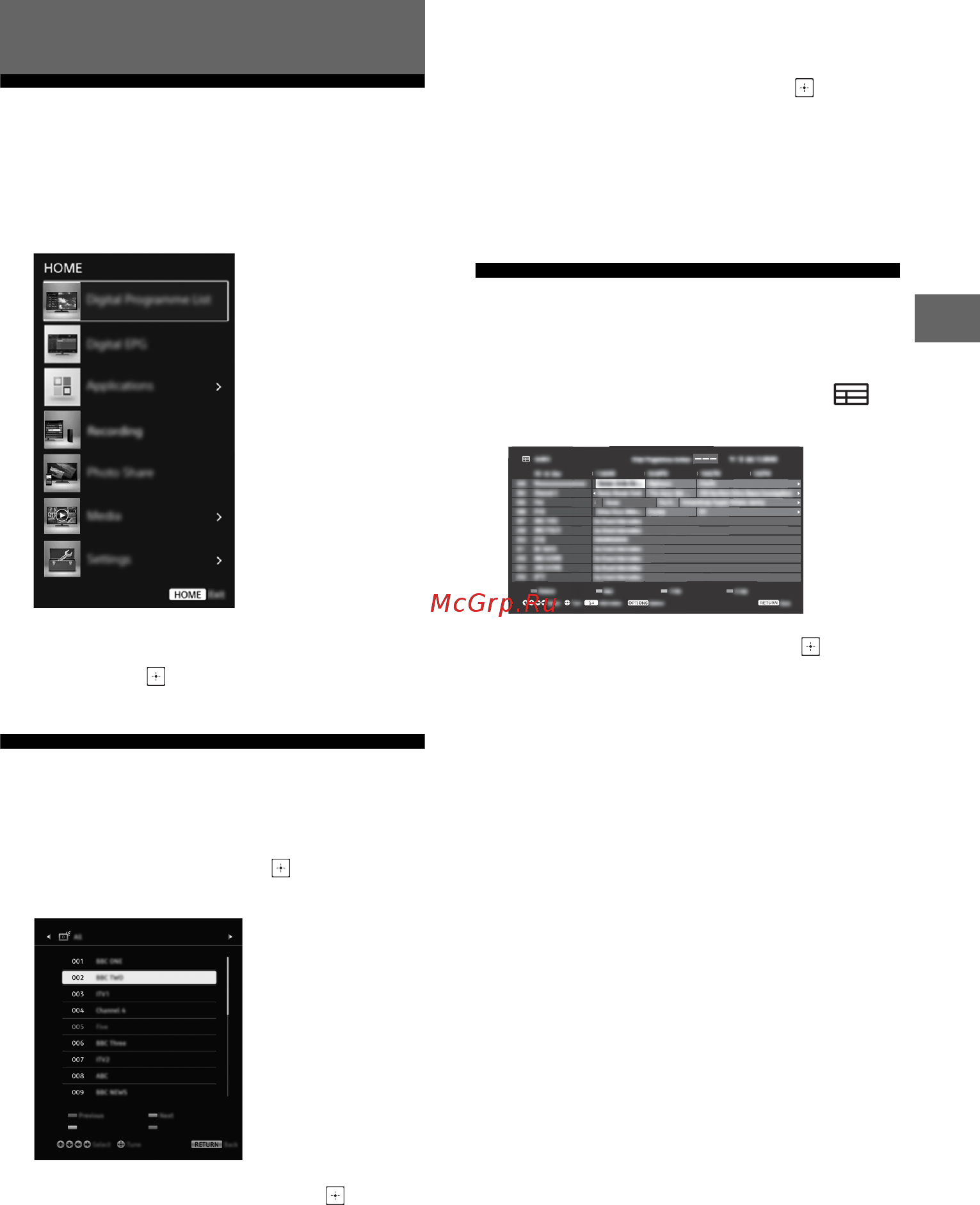 Sony KDL-32R430B [47/72] Список цифр програм 1