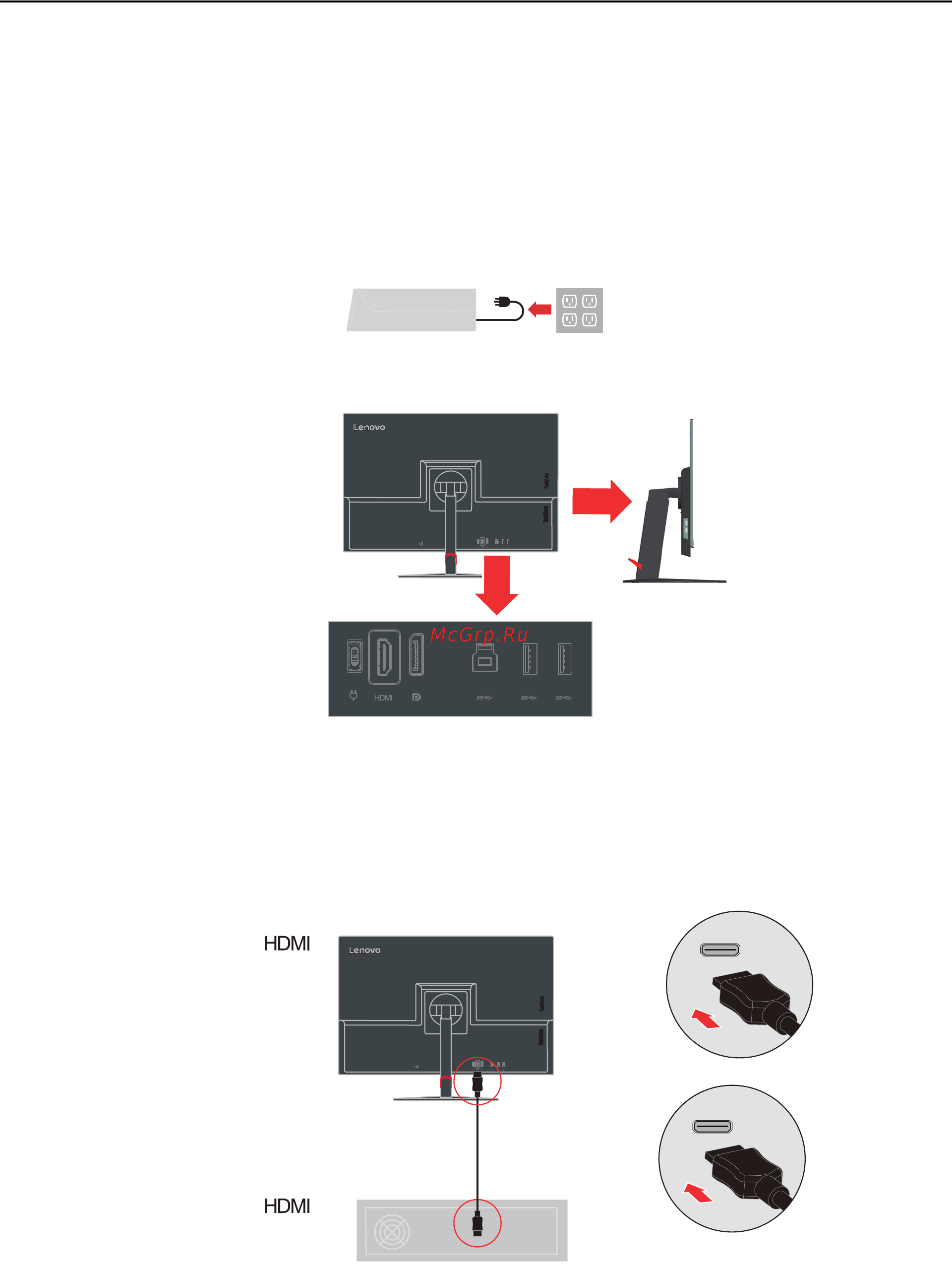 Lenovo thinkvision p27 [9/41] Подготовка монитора к работе