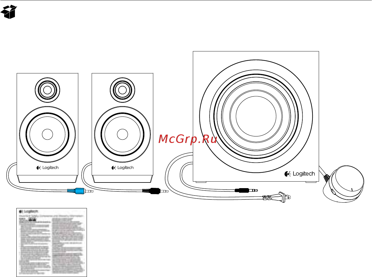 Logitech multimedia speakers z333 [79/115] Iepakojuma saturs