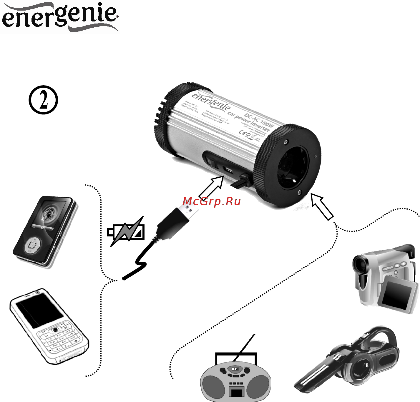 Energenie EG-PWC-031 [5/12] Автомобильный инвертор 12в 150 ватт