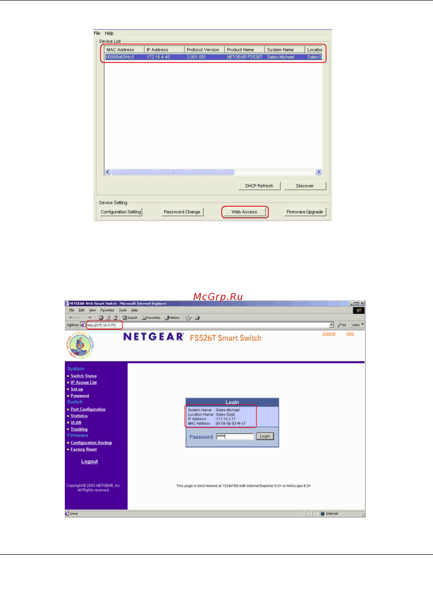Netgear fs750t2eu [11/50] To manage your switch via your web browser click web access the main page below will display the default password is password