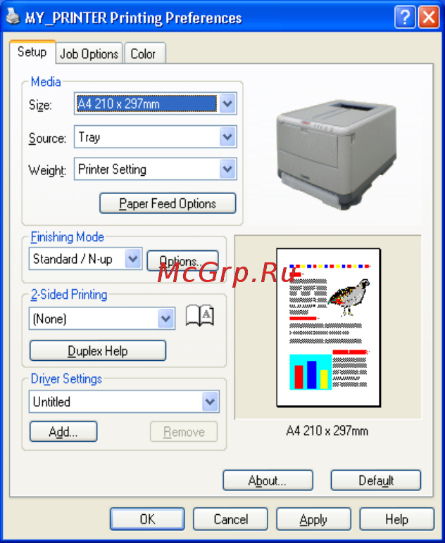 OKI C3400n [28/139] Вкладка setup настройка