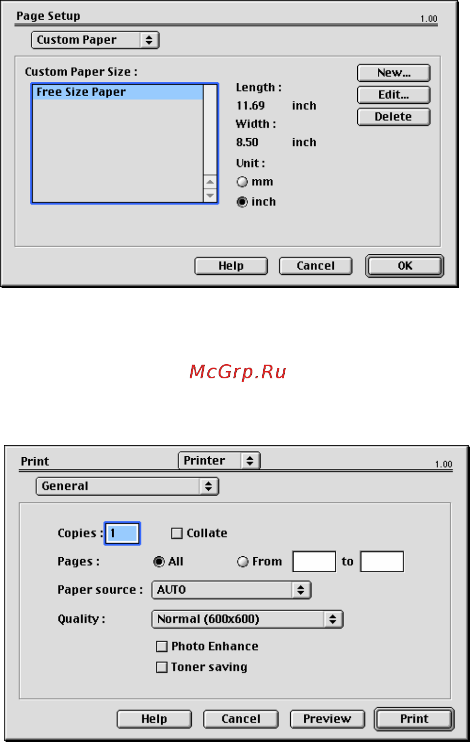 OKI C3300n [40/139] Опции page setup настройки страницы custom paper size размер задаваемый пользователем