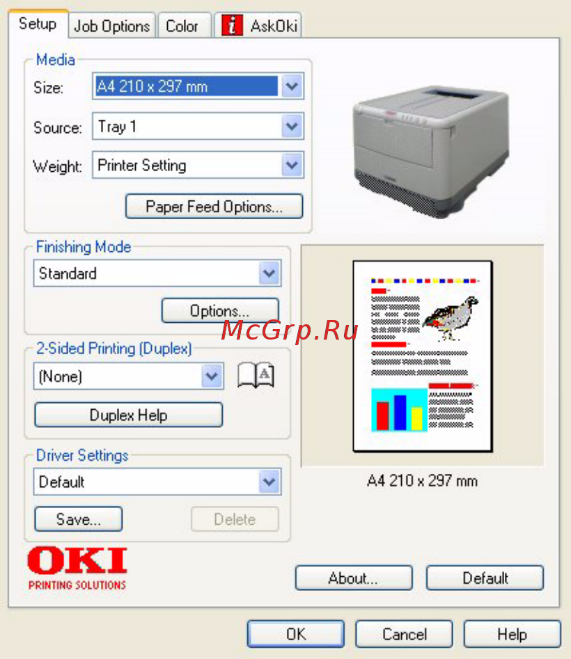OKI C3450n [26/125] Вкладка setup настройка