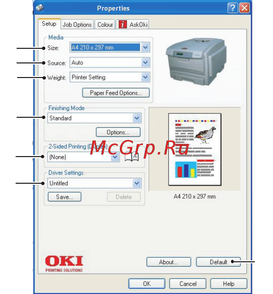 OKI C5600 [21/117] Вкладка setup настройка