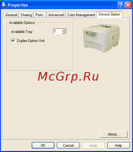 OKI C5600 [27/117] Вкладка device options опции устройства