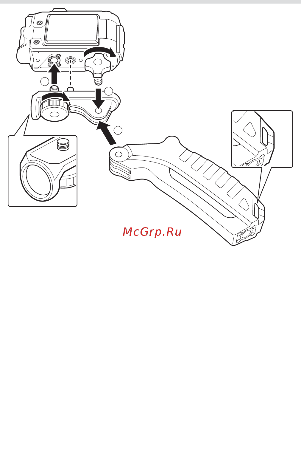 Olympus tg-tracker green [61/76] Прикрепление переходника крепления и стабилизирующей рукоятки
