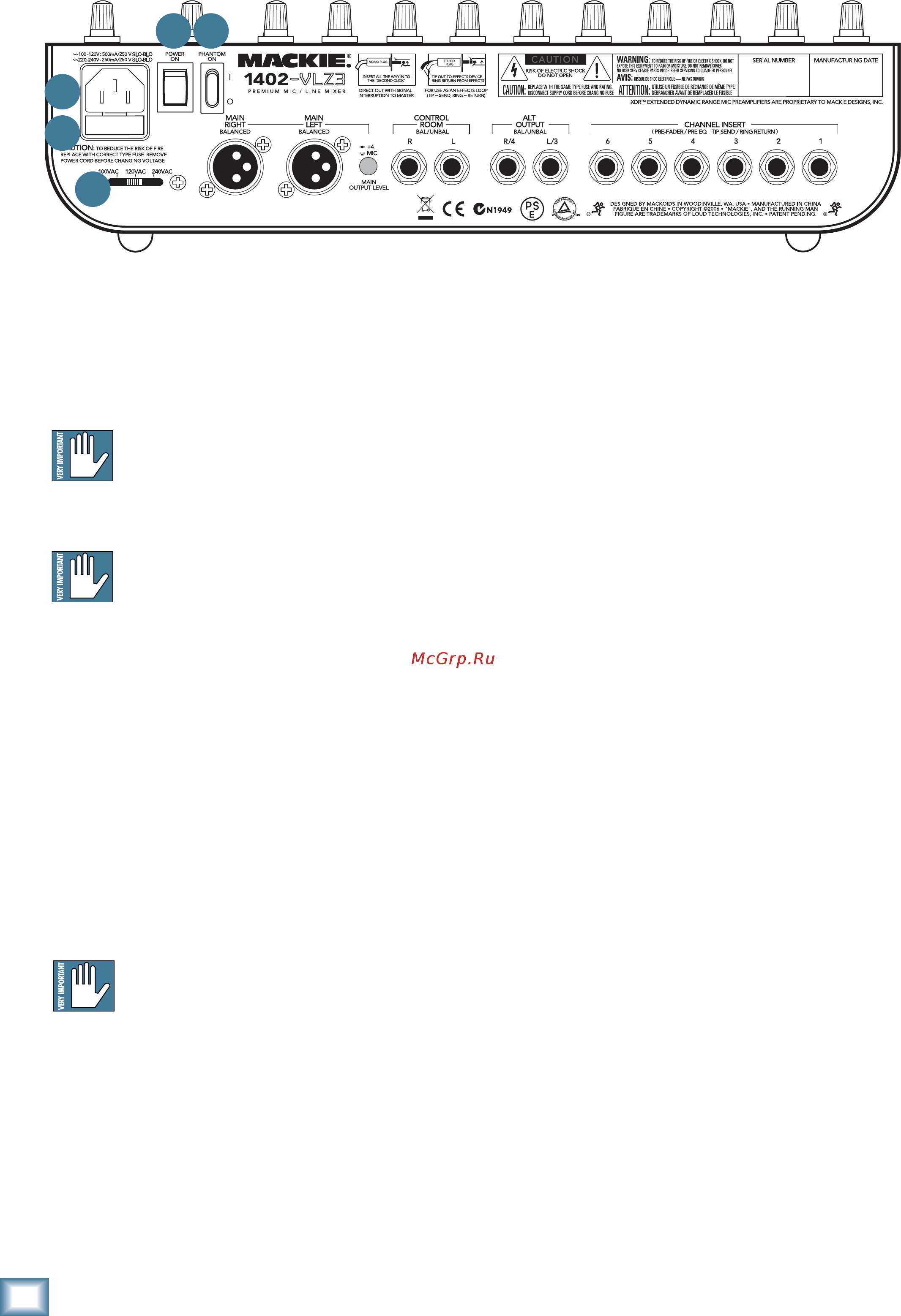 Mackie 1402 VLZ 3 [12/28] Power connection
