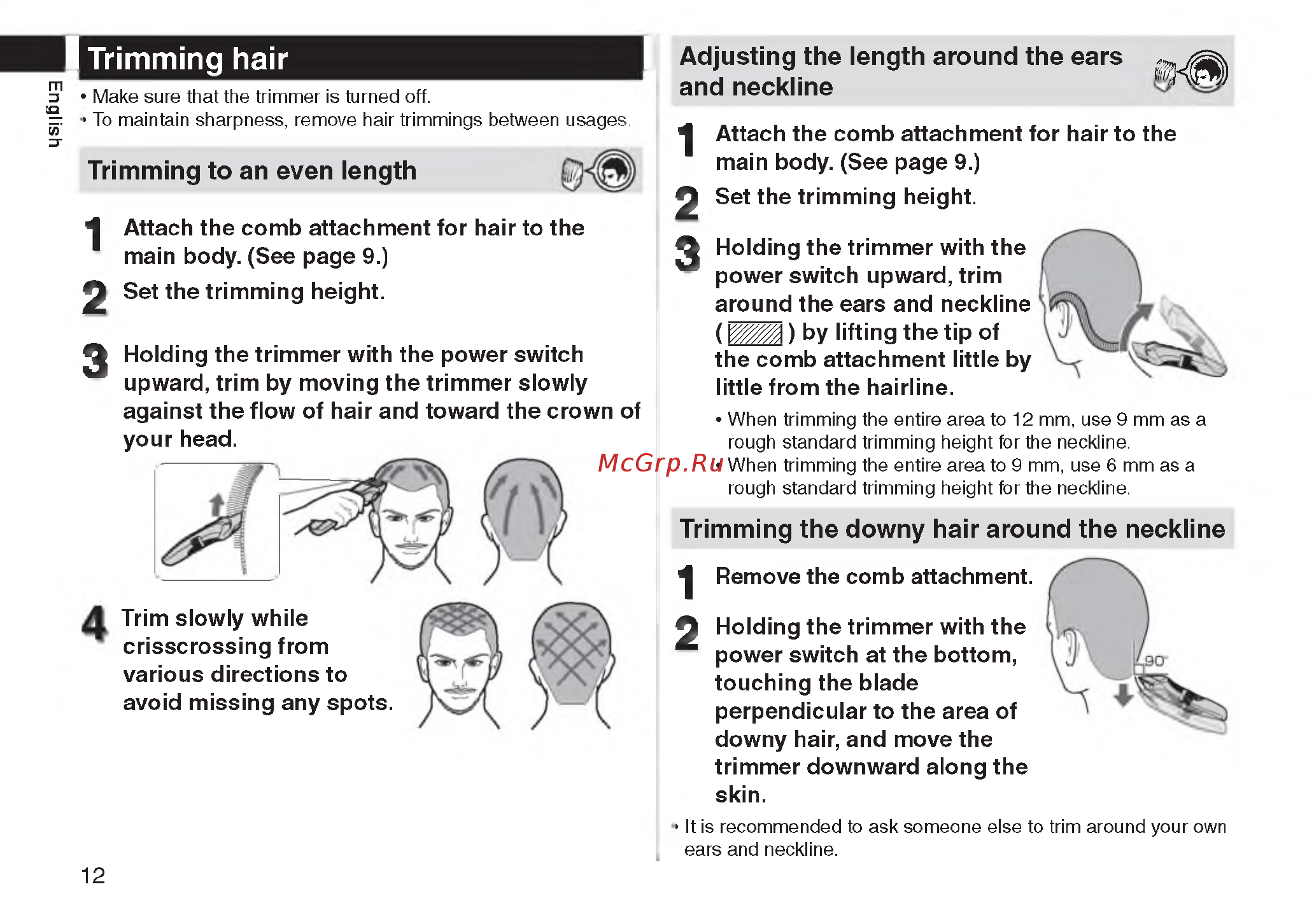 Panasonic er gb60-k520 [11/49] Trimming hair 1
