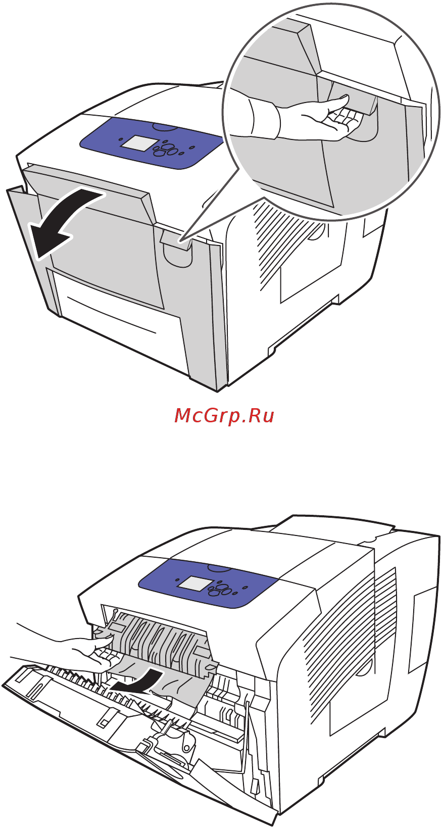 Xerox ColorQube 8870 [162/218] Застревание за передней дверцей а