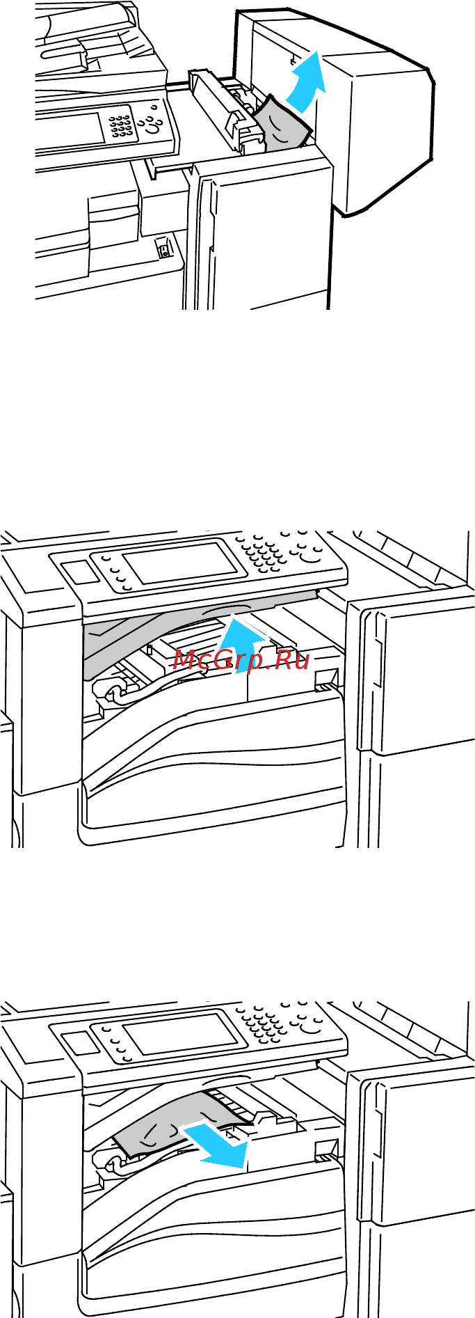 Xerox WorkCentre 7835 [265/344] Извлечение застрявшей бумаги из транспортера финишера степлера lx
